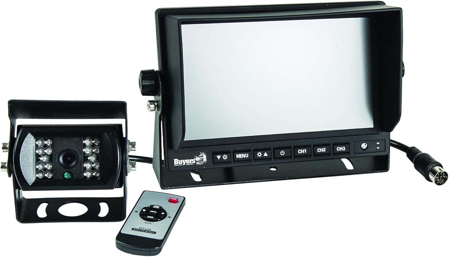 Buyers Products 8883000 – Cámara de respaldo de 7 pulgadas, sistema de observación de vehículos traseros con kit de monitor de visión nocturna para