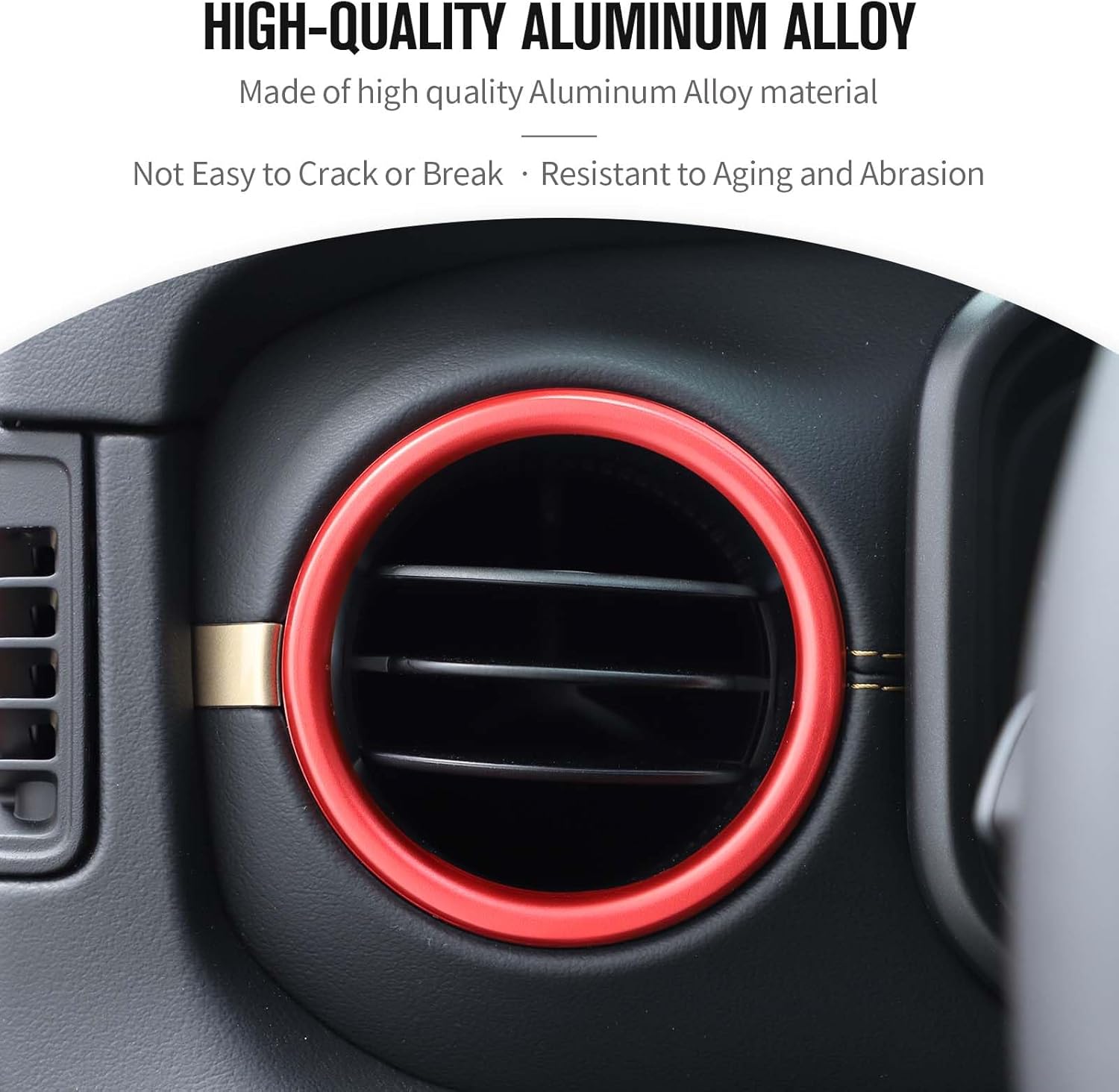 JeCar Anillo de ventilación de aire acondicionado para salpicadero de aleación de aluminio, cubierta de salida de CA, accesorios interiores