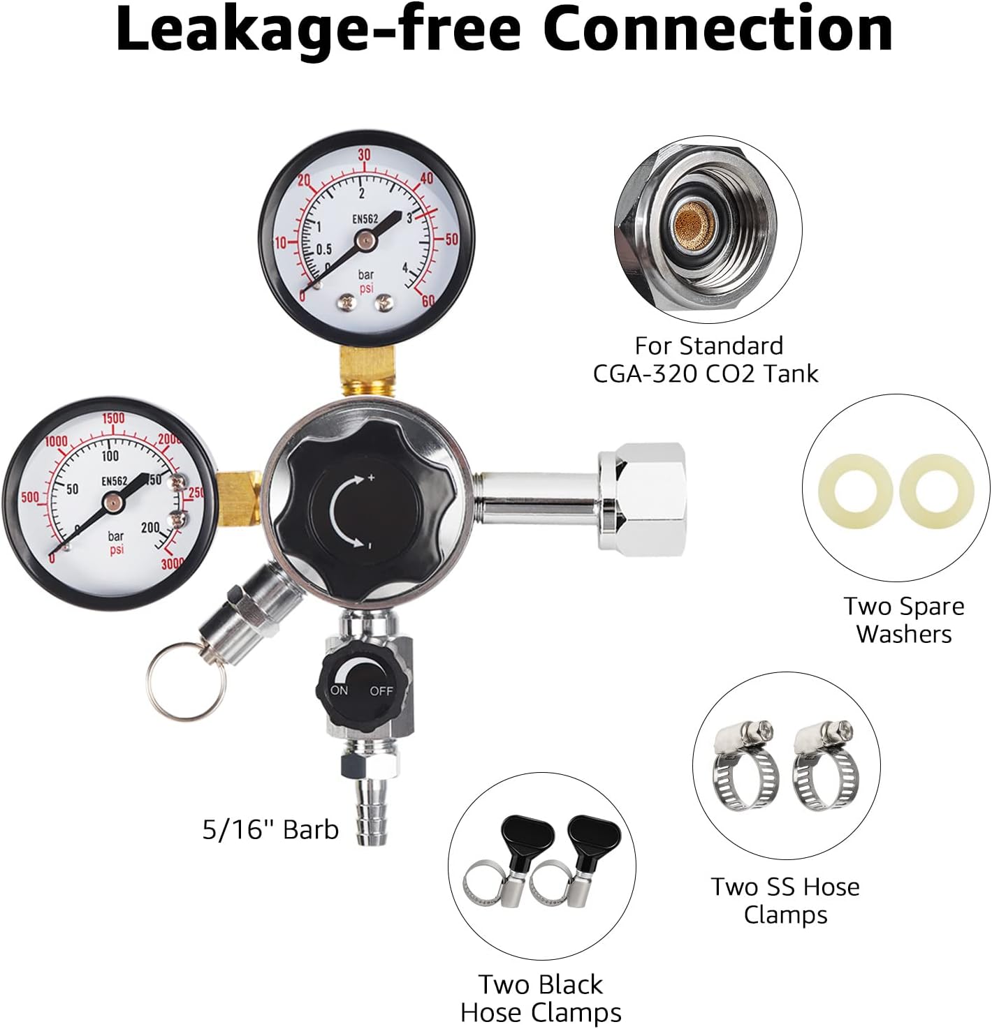 Tubería de línea de gas Co2 de 5.5 pies 516 para ensamblaje Kegerator con tapa de carbonatador de acero inoxidable tapa de carbonatación para