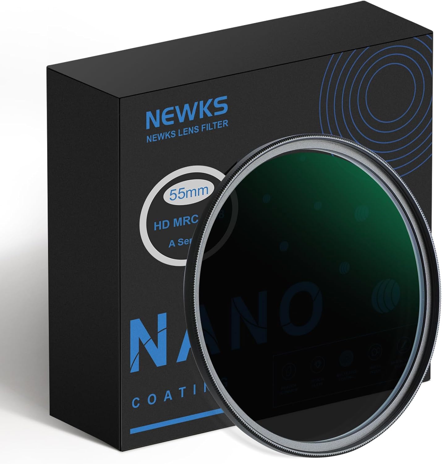 NEWKS Filtro ND variable de 2.165 in, filtro ND8 de 2.165 in (filtro de densidad neutra fija de 3 paradas) Filtro de lente ND, compatible con
