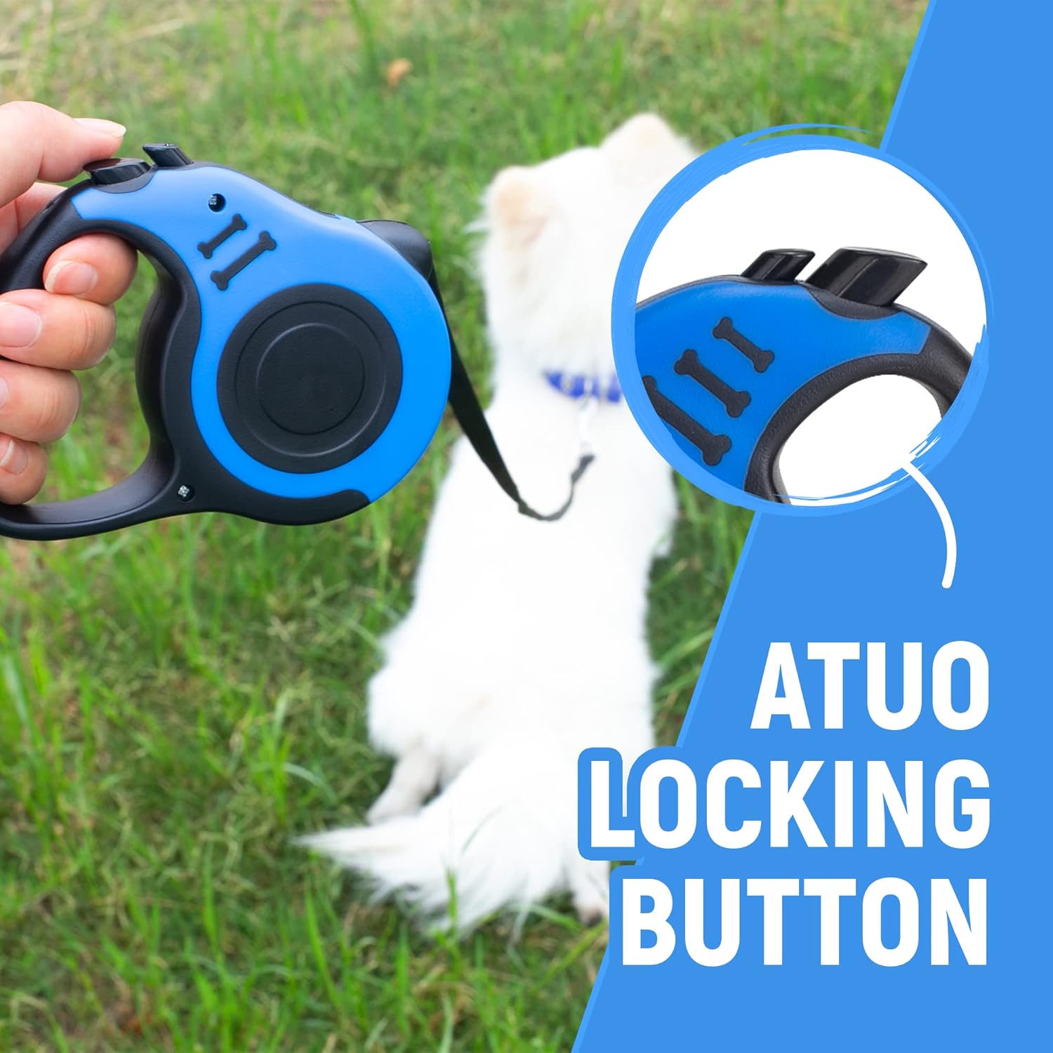 LIEVUIKEN Correa retráctil para perro, cinta telescópica automática para perros, cinta para mascotas de 1016 pies, duradera y cómoda, con cuenco