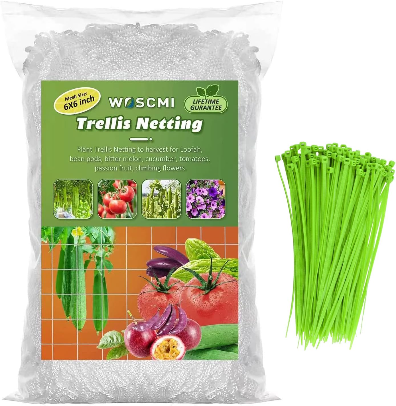 Red enrejada de 6.5 x 20 pies para tienda de cultivo de 6 x 6 pulgadas para plantas trepadoras, red de cultivo interior y exterior para frijoles,