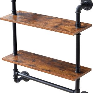 YMYNY Soporte de estante de tubo industrial, 2 niveles retro montado en la pared estante flotante, estantería de almacenamiento de bricolaje con YMYNY Soporte de estante de tubo industrial, 2 niveles retro montado en la pared estante flotante, estantería de almacenamiento de bricolaje con