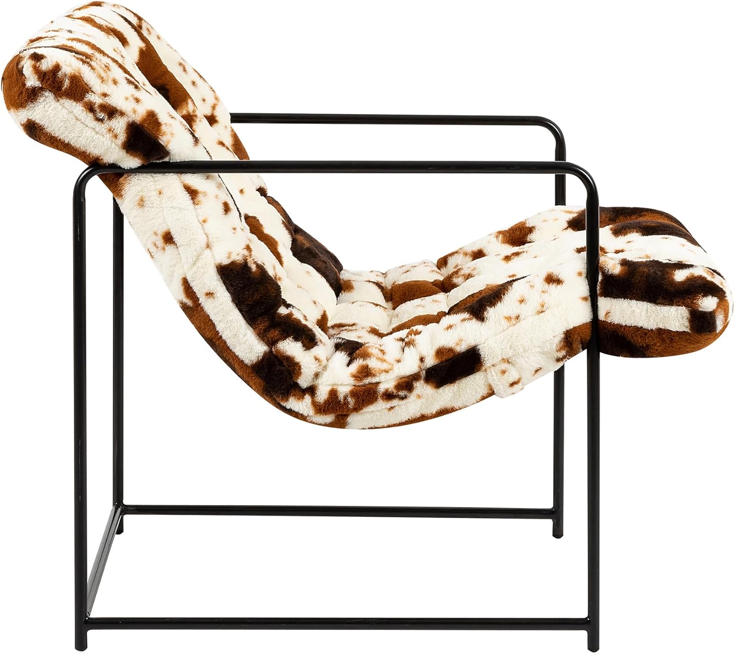 GIA Silla decorativa moderna de mediados de siglo para sala de estar, dormitorio y oficina, juego de 1, tapizada en piel sintética marrón y blanca