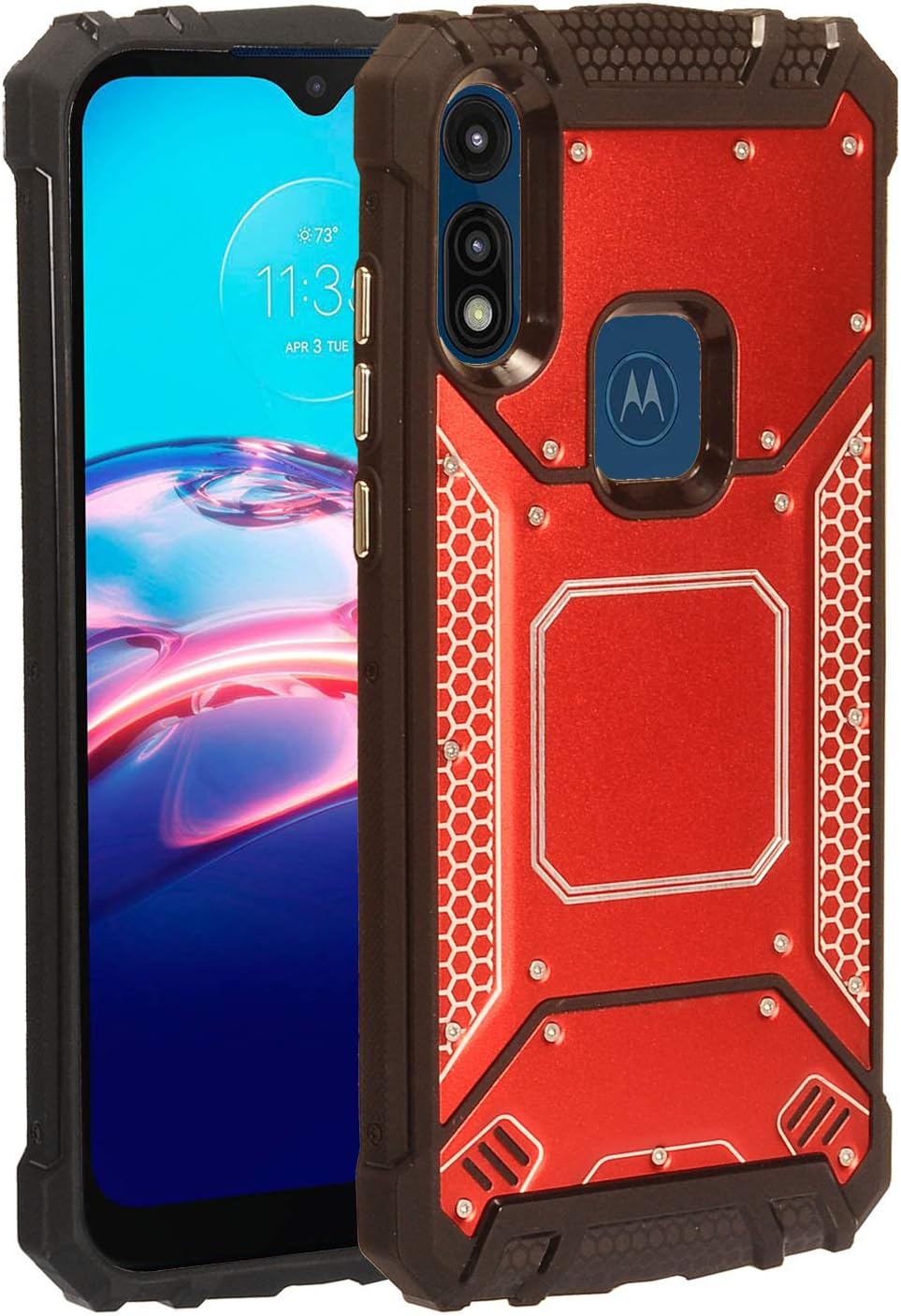 CELZEN – Para Motorola Moto E (2020) XT2052 – Funda de aluminio de metal para teléfono – ZY1 Rojo