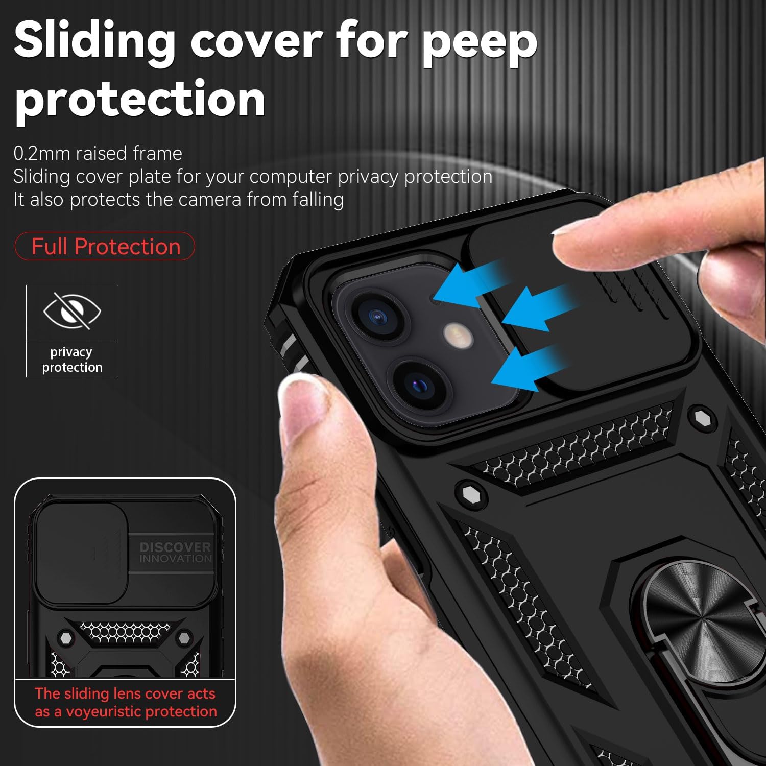 Funda para iPhone 12, iPhone 12 Pro, con protector de pantalla y funda para cámara, grado militar 16 pies. Funda protectora a prueba de caídas con