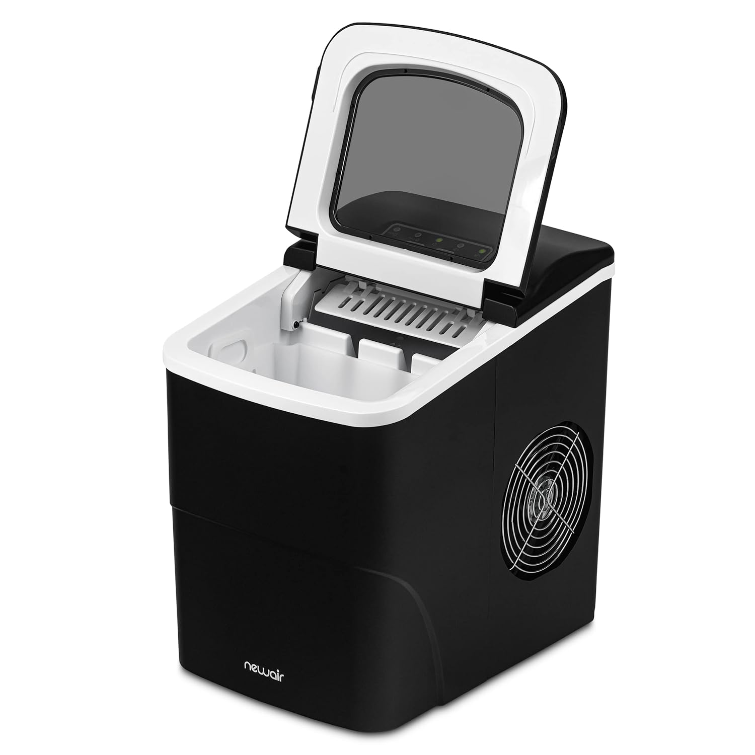 Newair Máquina de hielo para encimera, negro mate, portátil y ligera, control intuitivo, tamaño de hielo grande o pequeño, piezas fáciles de limpiar