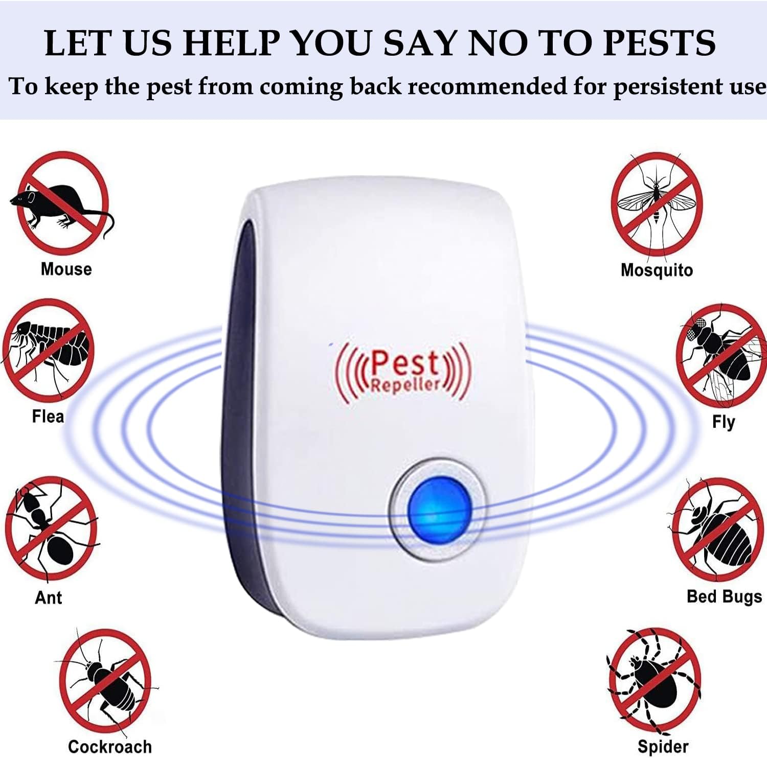 Repelente ultrasónico de plagas, paquete de 10 unidades, enchufe electrónico, repelente sónico para interiores, control de plagas para insectos,