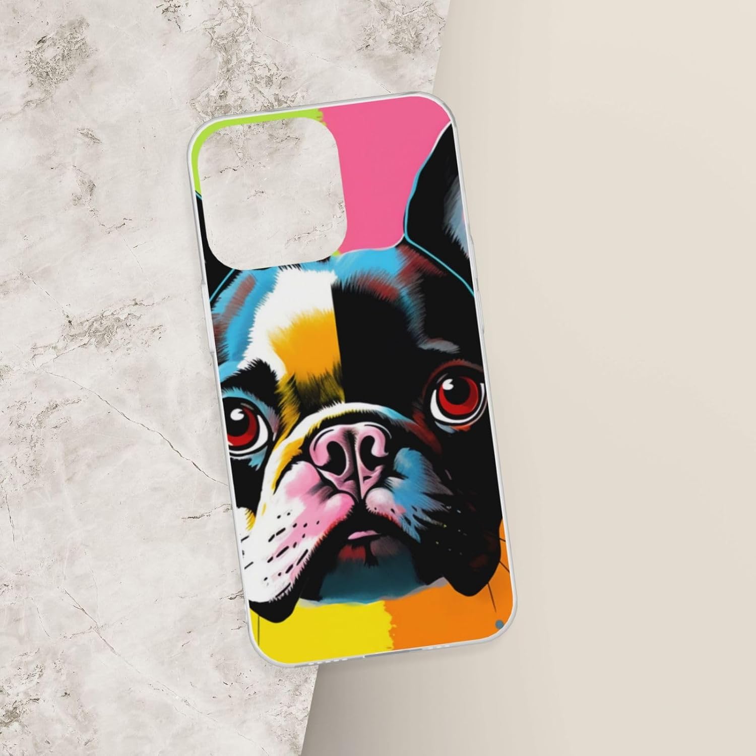 EMPYRI Funda de teléfono con estampado de bulldog francés colorido para iPhone 14 Pro Max de 6.7 pulgadas, transparente, a prueba de golpes, no se