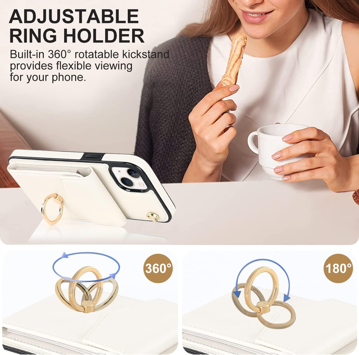 Asuwish Funda de teléfono para iPhone 13 Mini de 5.4 pulgadas con protector de pantalla de vidrio templado y anillo RFID, tarjetero para celular