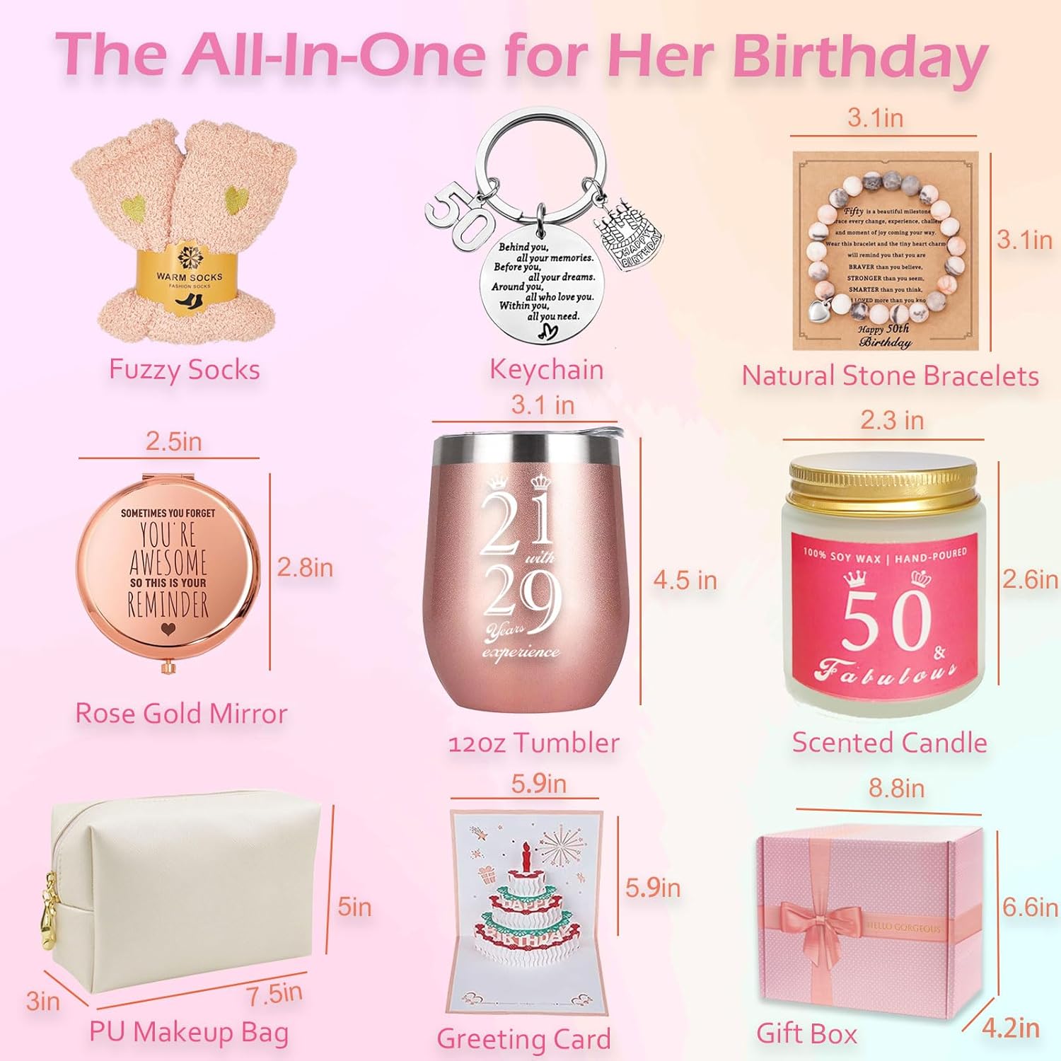Regalos de cumpleaños 21 para ella, regalos de cumpleaños de 21 años para mujeres, cesta de feliz cumpleaños 21, caja de regalo para mejores amigas,
