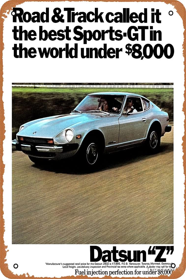 Datsun – Póster de metal de 280 Z, 8 x 12 pulgadas, diseño de cueva de hombre, retro, vintage, decoración de pared