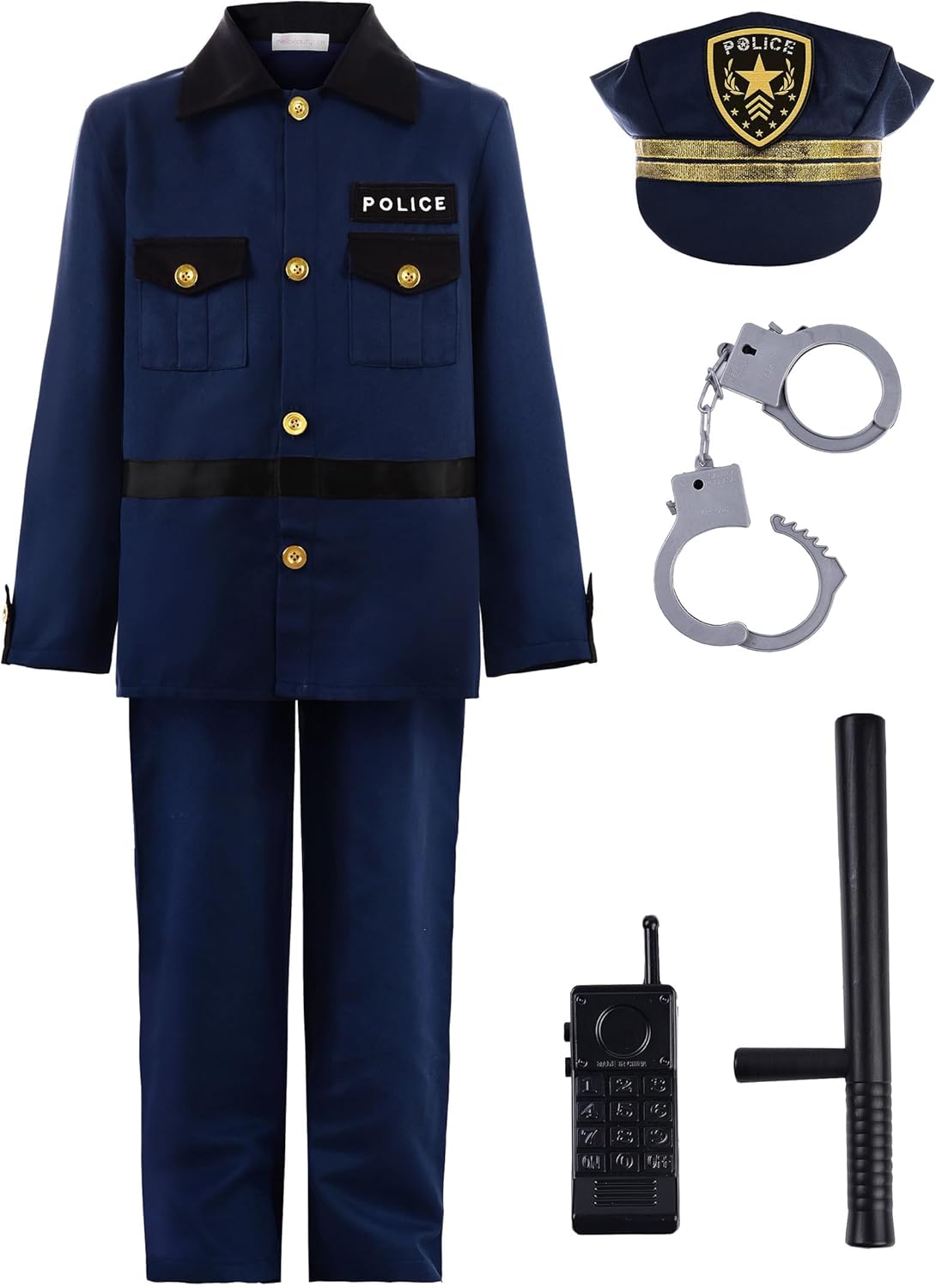 ReliBeauty Disfraz de policía para niños, disfraz de Halloween para niños