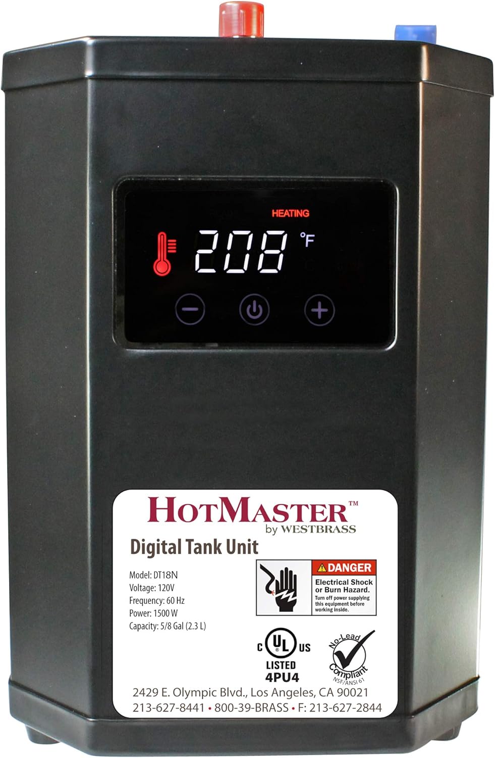 Westbrass DT1F271-62 Develosah – Grifo dispensador caliente de 9 pulgadas con 1 mango con sistema de tanque digital HotMaster DigiHot y filtro de