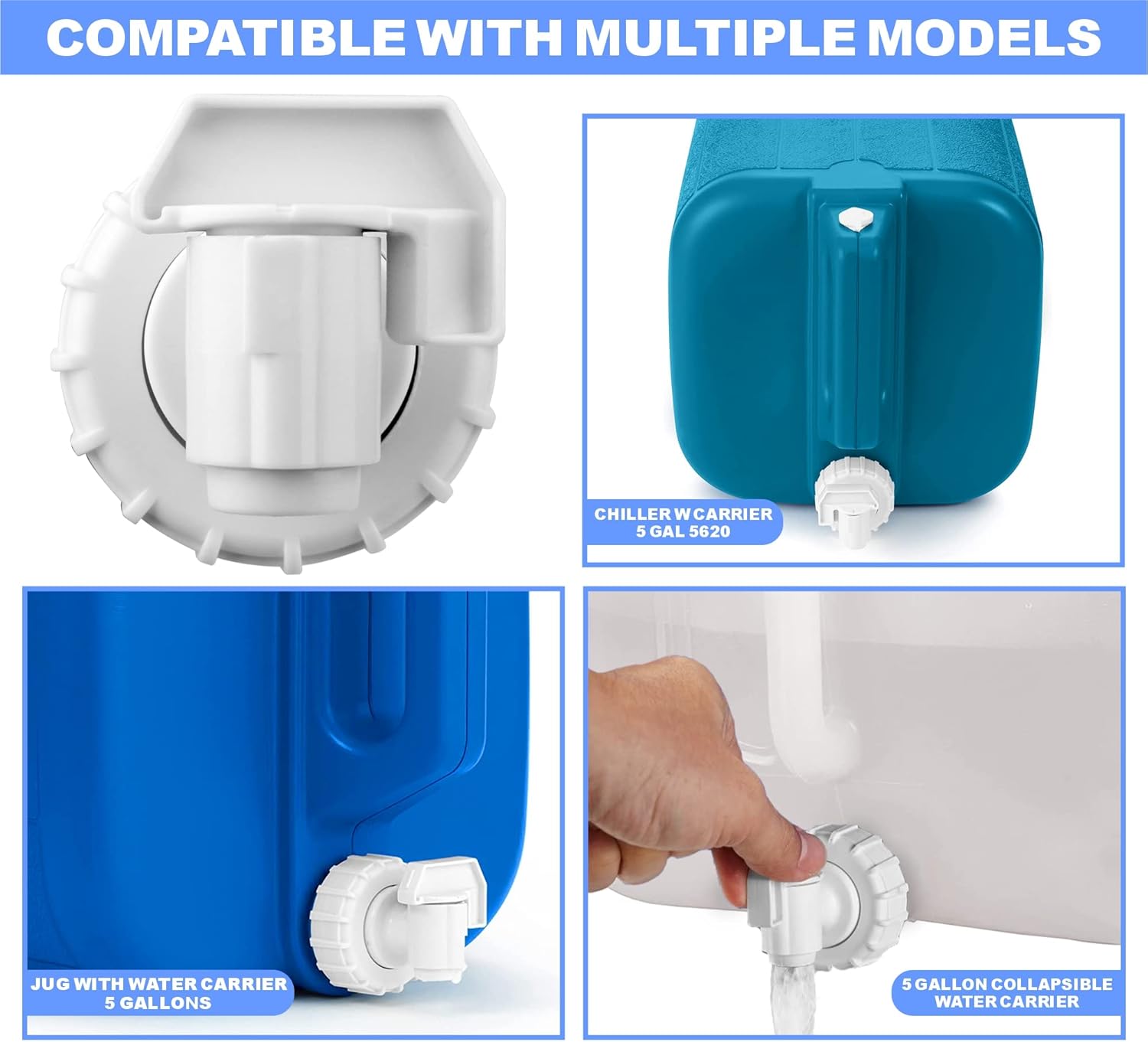 Grifo para jarra de agua de 5 galones, kit de montaje de grifo de repuesto para jarra de agua. Compatible con Coleman de 5 galones modelo 5620 azul