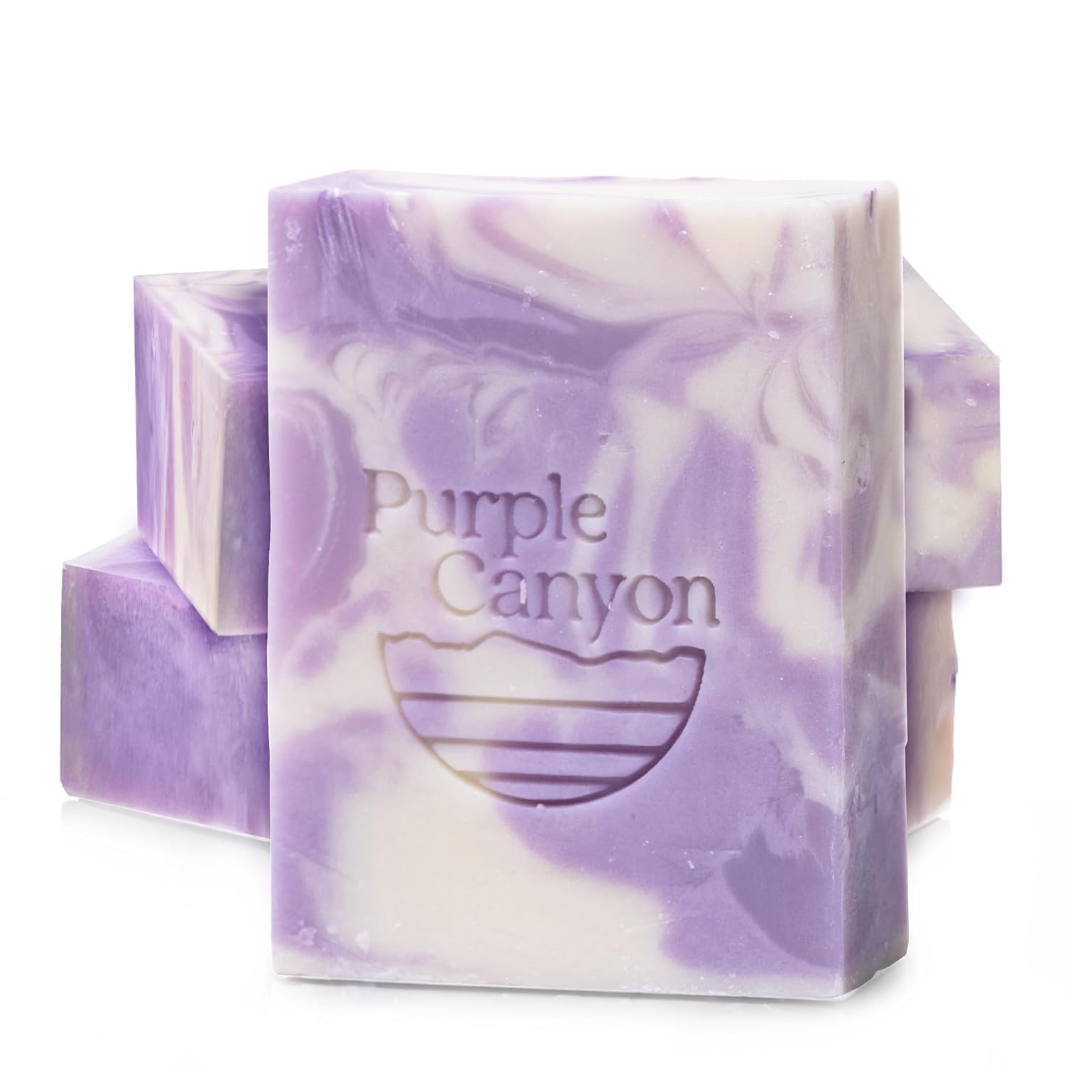 PURPLE CANYON Paquete de 3 jabones hechos a mano, 4 onzas cada uno, jabón en barra con aceite esencial de lavanda, manteca de cacao y aceite de