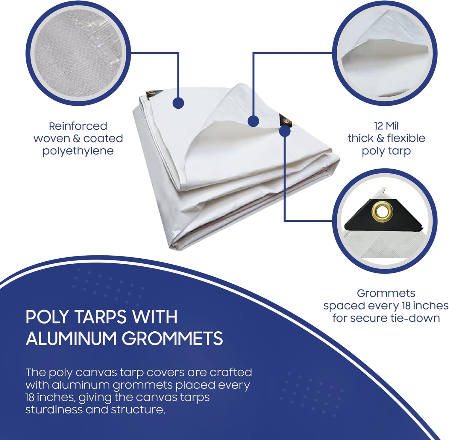 Tarps Now Lonas de polietileno impermeables resistentes (10 x 14 pies) con ojales de aluminio para interiores y exteriores, cubierta de lona