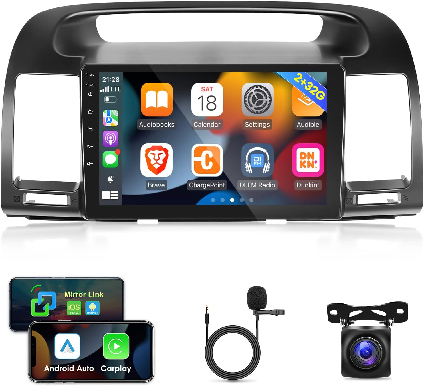 2G+32G Radio de coche para Toyota Camry 2000 2001 2002 2003 2004 2005 2006, 9 pulgadas Android 11 pantalla táctil estéreo, CarplayAndroid AutoMirror