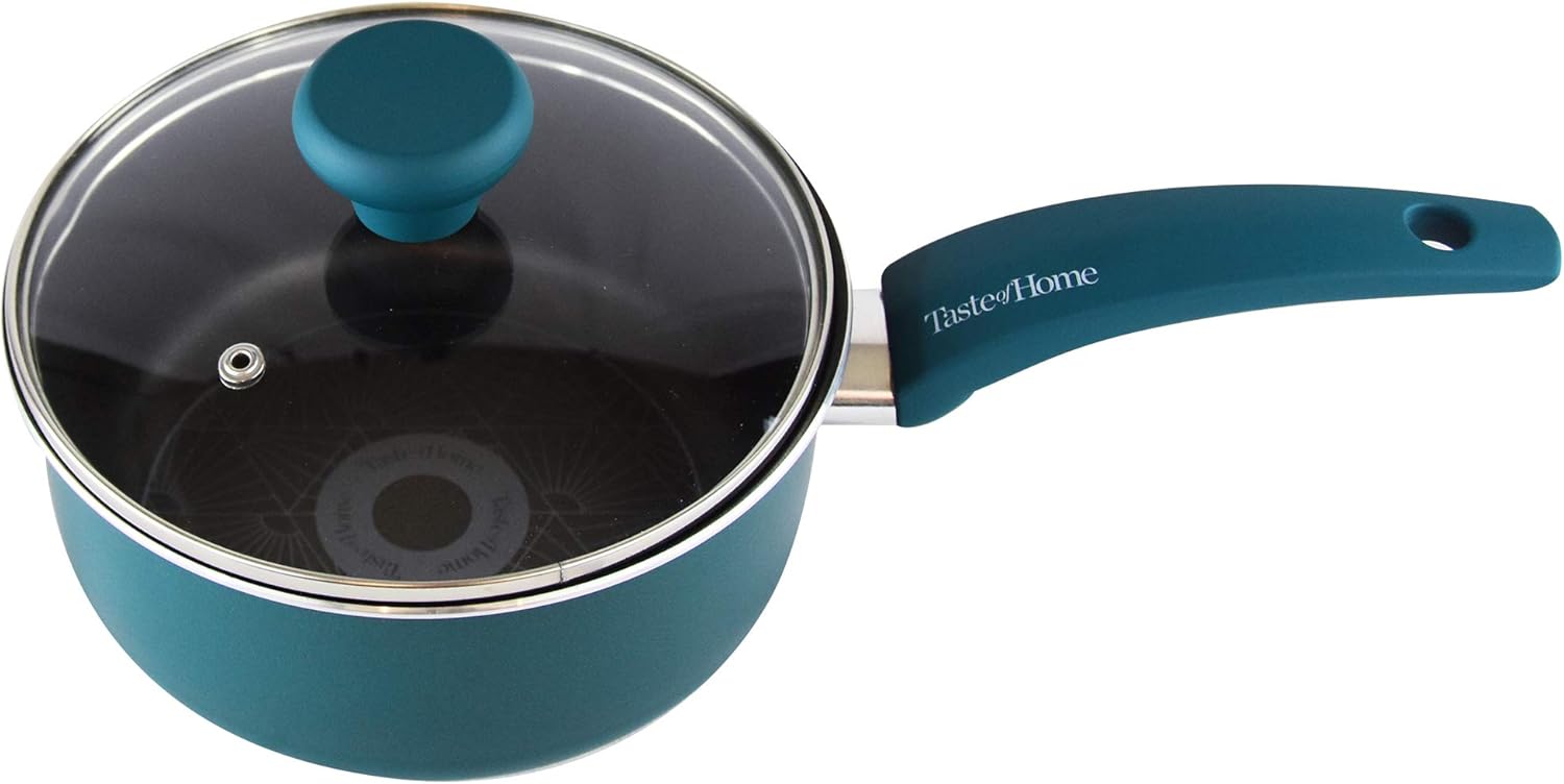 Taste of Home – Cacerola de aluminio antiadherente de 2 cuartos con tapa