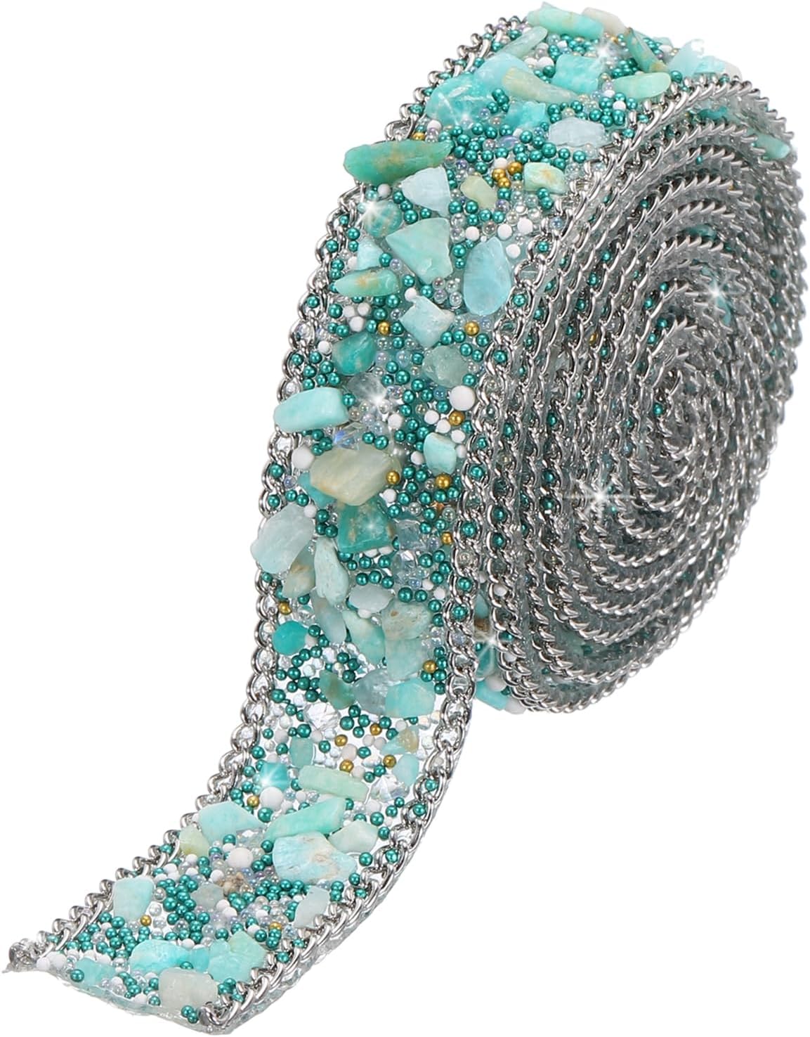 MECCANIXITY Cadena de cinta de diamantes de imitación con cuentas de cristal termoadhesivo de 3.28 pies x 0.8 pulgadas para ropa, bolsa, zapatos,