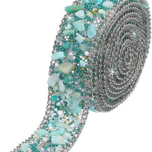 MECCANIXITY Cadena de cinta de diamantes de imitación con cuentas de cristal termoadhesivo de 3.28 pies x 0.8 pulgadas para ropa, bolsa, zapatos, MECCANIXITY Cadena de cinta de diamantes de imitación con cuentas de cristal termoadhesivo de 3.28 pies x 0.8 pulgadas para ropa, bolsa, zapatos,