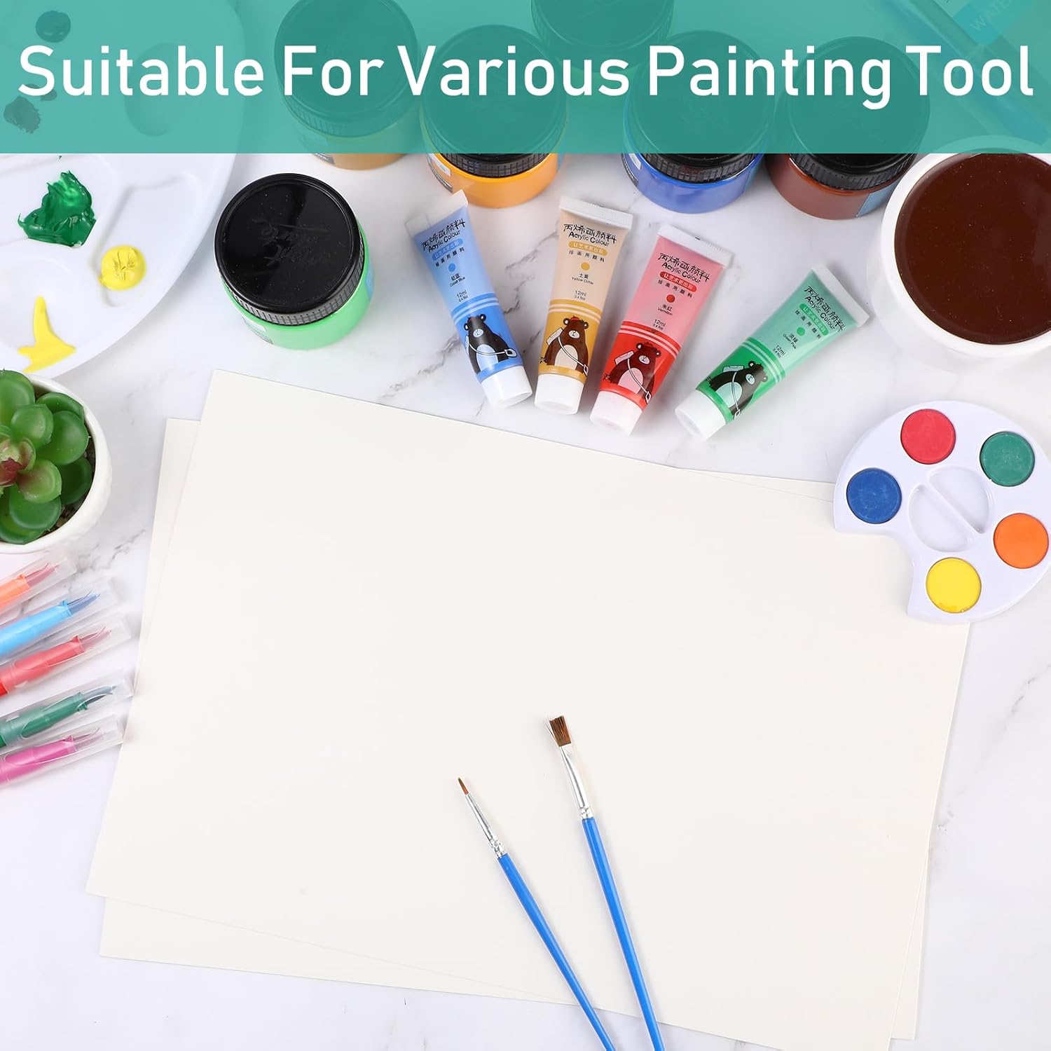 TecUnite 60 hojas de papel de acuarela para niños, papel de pintura de prensa en frío blanco a granel para niños, acuarelista, dibujo, estudiante,