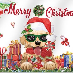 Bandera de perro Golden Retriever de Feliz Navidad, de 3 x 5 pies, de doble cara, cartel de invierno y Navidad al aire libre, bandera de Navidad con Bandera de perro Golden Retriever de Feliz Navidad, de 3 x 5 pies, de doble cara, cartel de invierno y Navidad al aire libre, bandera de Navidad con