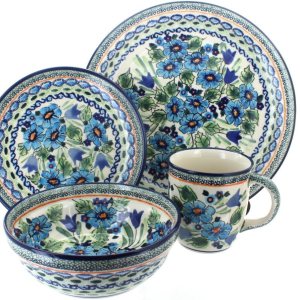 Juego de vajilla de 16 piezas Blue Rose Polish Pottery Ballina Juego de vajilla de 16 piezas Blue Rose Polish Pottery Ballina