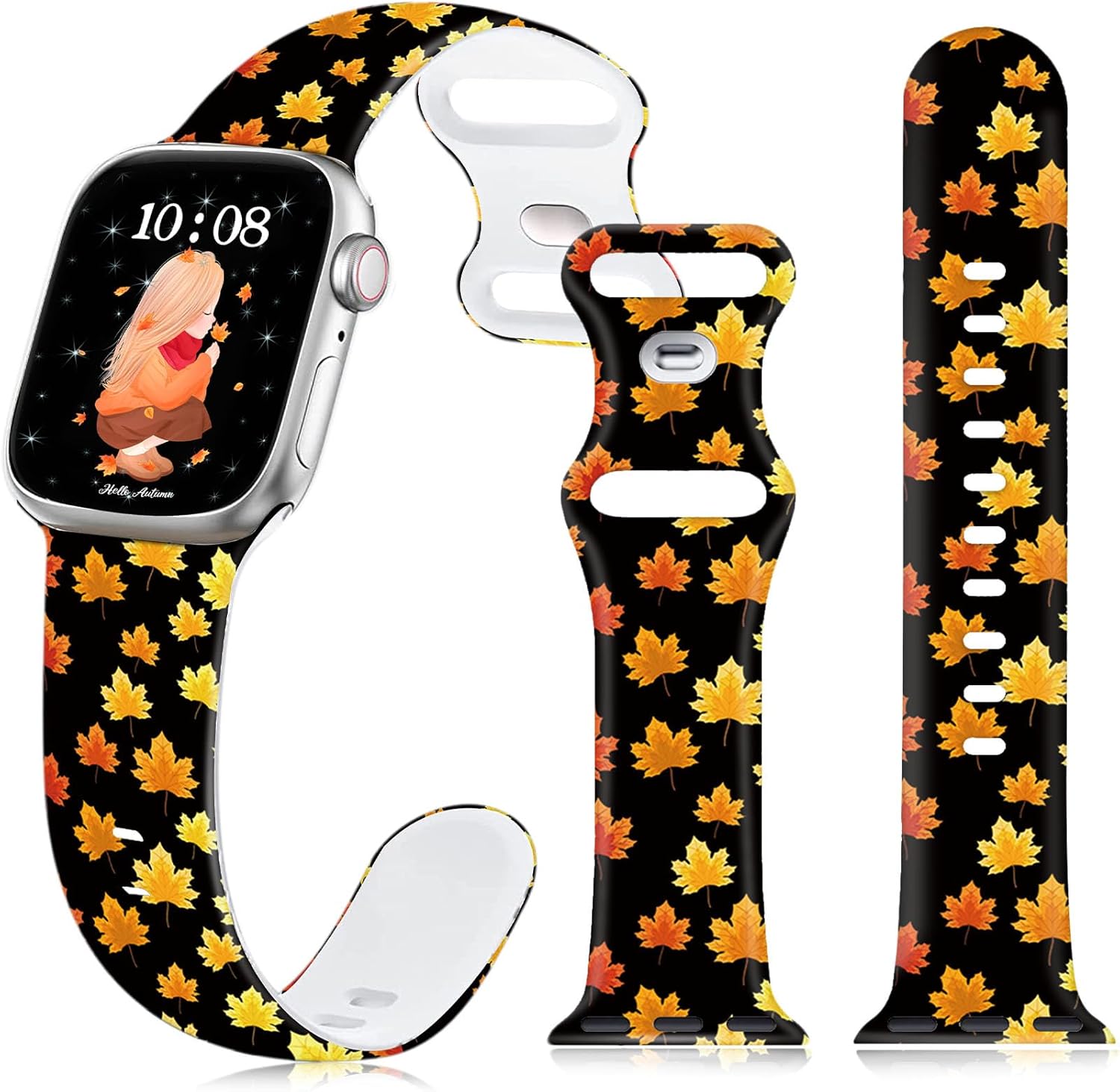 Correa de reloj de Navidad y Halloween para Apple Watch, correa de silicona impresa de repuesto para iWatch 1 2 3 4 5 6 7 8 Ultra 1.496 in 1.575 in