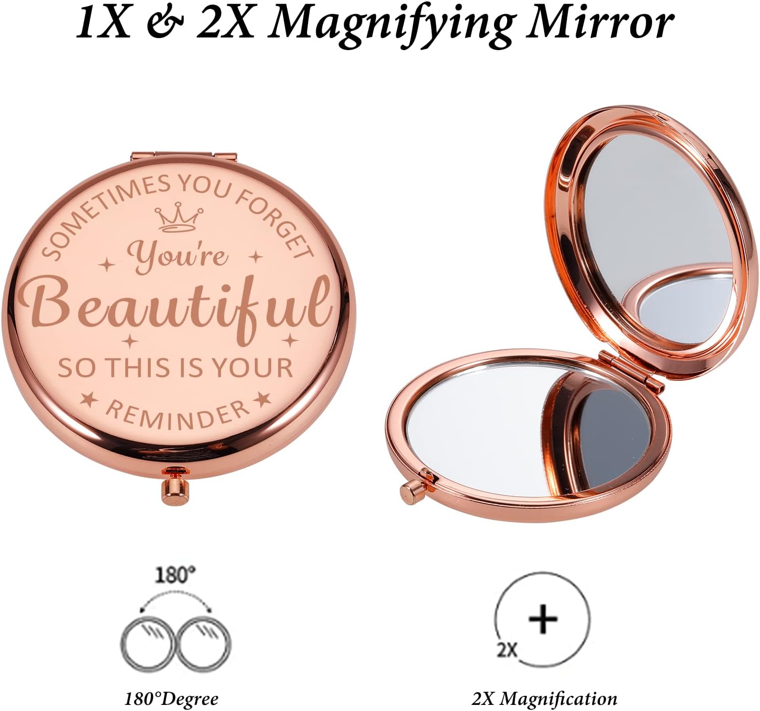 XPENMULBOJA Regalos de Navidad para mujer, espejo de maquillaje para cumpleaños, Navidad, espejo compacto, regalos para niña, hija, mamá, amigas,