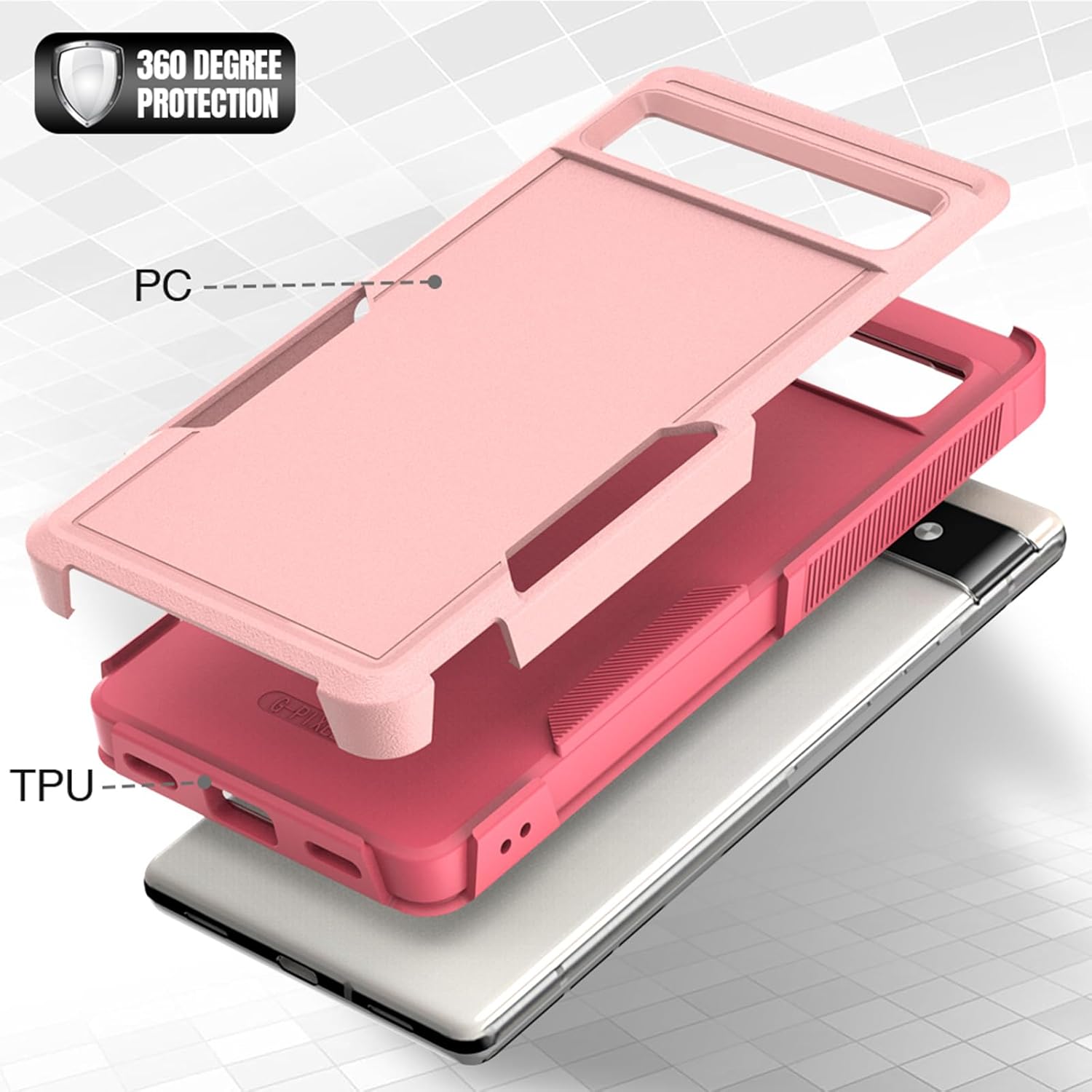 Funda para Google Pixel 6A, funda de teléfono Dual Guard Pixel 6A, carcasa rígida de silicona híbrida a prueba de golpes, funda protectora de cuerpo