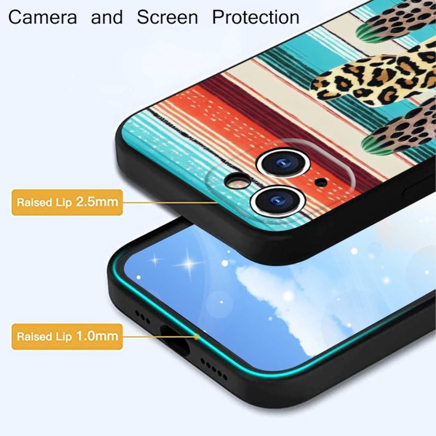 Funda compatible con iPhone 13 Western, funda de silicona suave de silicona suave, moderna, compatible con iPhone 13 Western, cactus y leopardo,