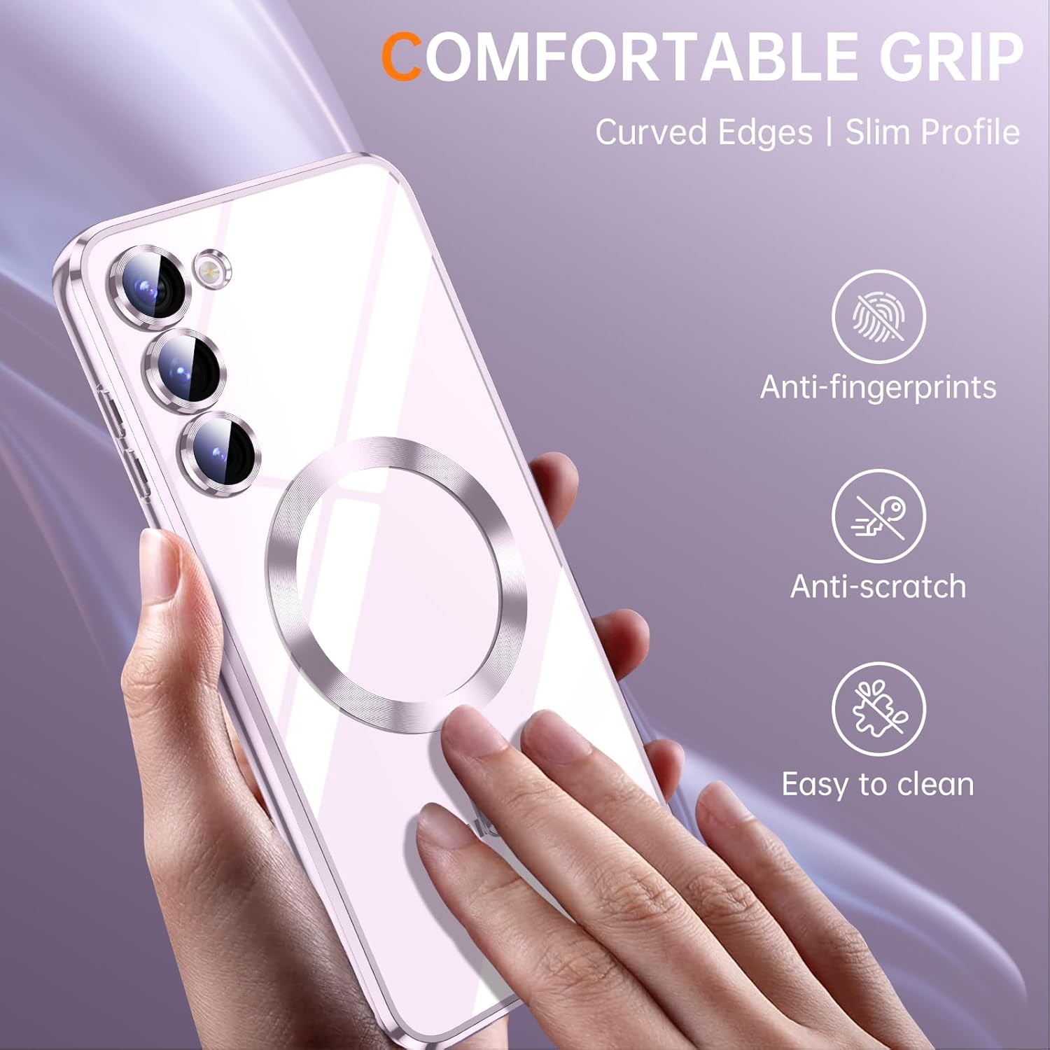 Funda para Samsung Galaxy S23 Plus, protección completa de la cámara, compatible con MagSafe, magnética, metálica, brillante, delgada, transparente,