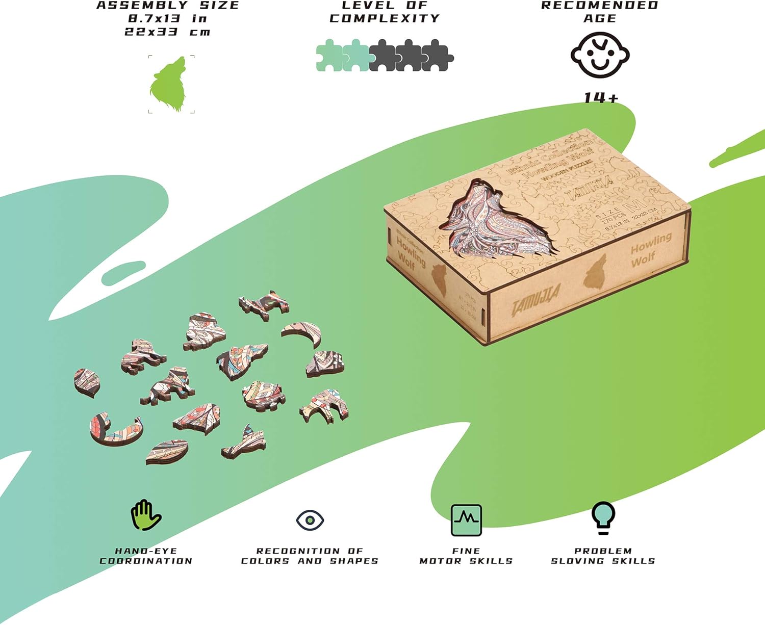 Rompecabezas de madera, hermosos rompecabezas únicos con forma de animal familiar, 170 piezas, el mejor regalo para adultos y niños, colección