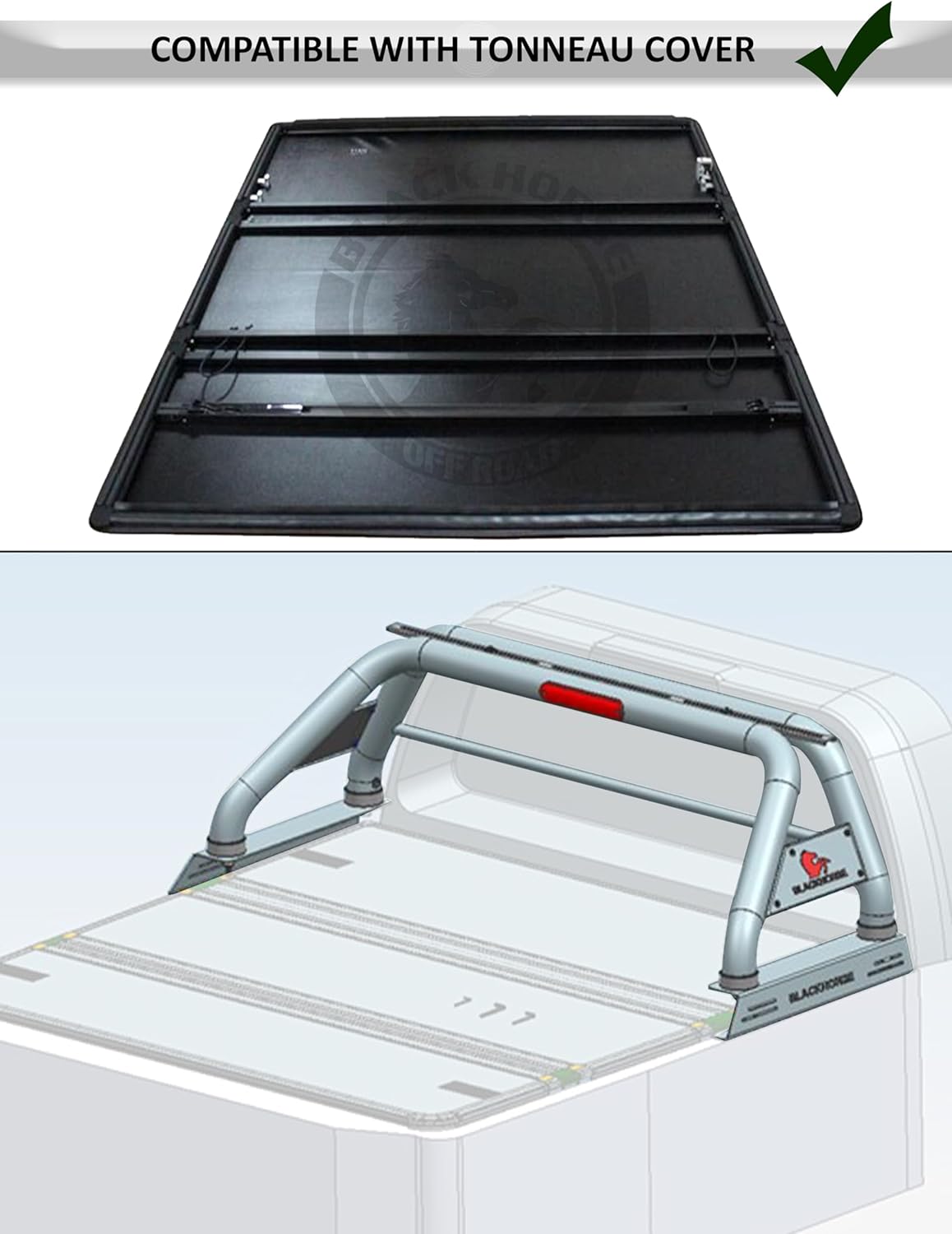 Black Horse – Barra antivuelco clásica de acero inoxidable compatible con Toyota Tacoma RB006SS 2005-2023