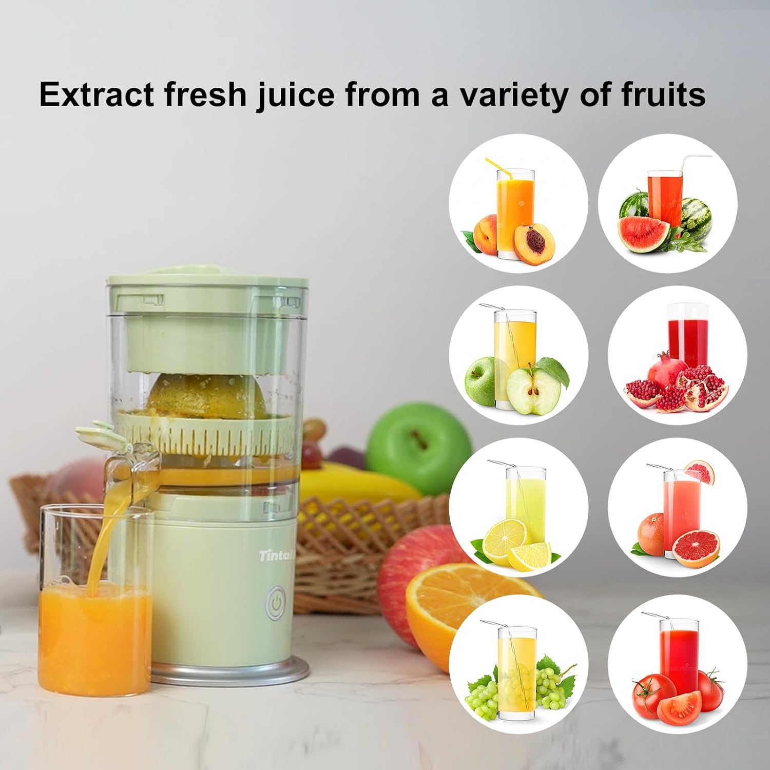 Exprimidor eléctrico de cítricos, recargable, inalámbrico, portátil, con USB, exprimidor automático de jugo de frutas para naranja, limón, pomelo,