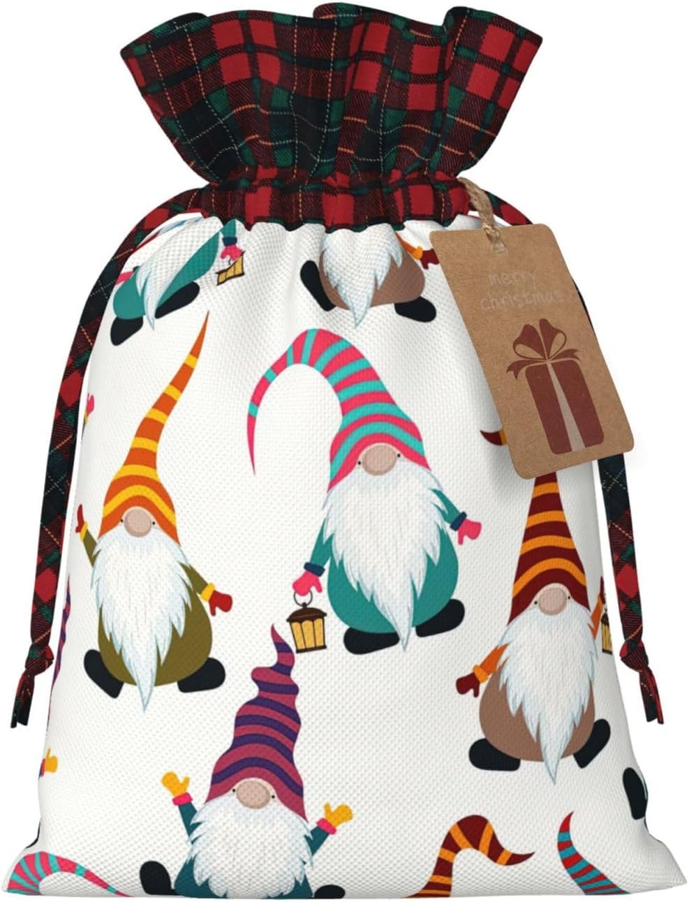 Bolsas de regalo de Navidad con cordón de gnomos divertidos, para mujeres y hombres, suministros de Navidad, 2 tamaños