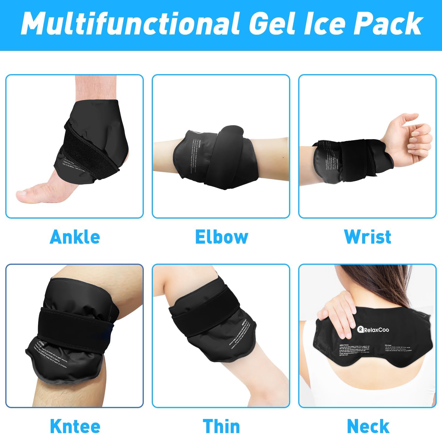 2 bolsas de hielo de tobillo para hinchazón, bolsa de hielo de gel reutilizable para lesiones de tobillo, terapia de compresión fría para aliviar el