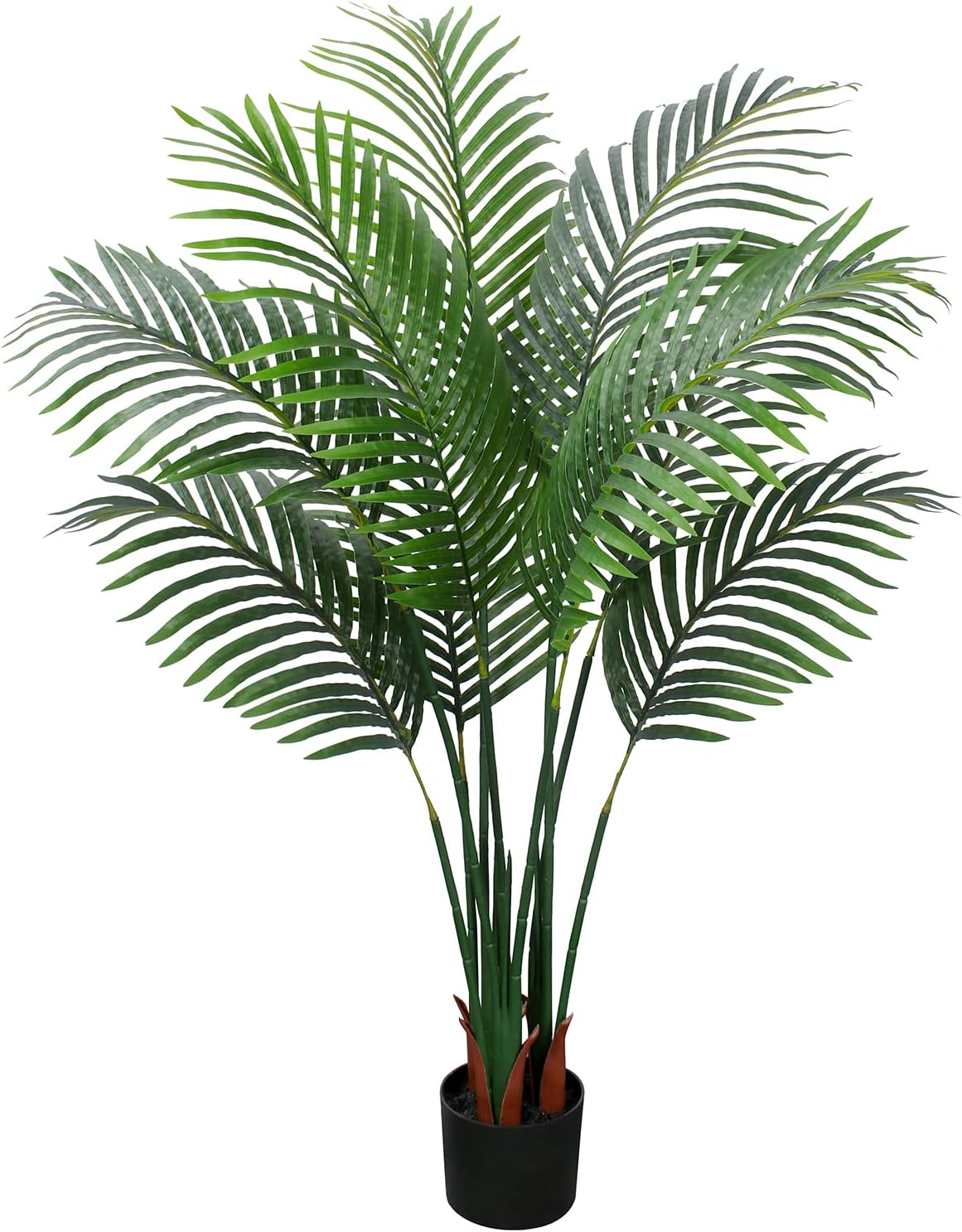 Palmera artificial, planta falsa de 4 pies de alto con maceta de plástico para decoración de oficina y hogar, planta artificial decorativa para