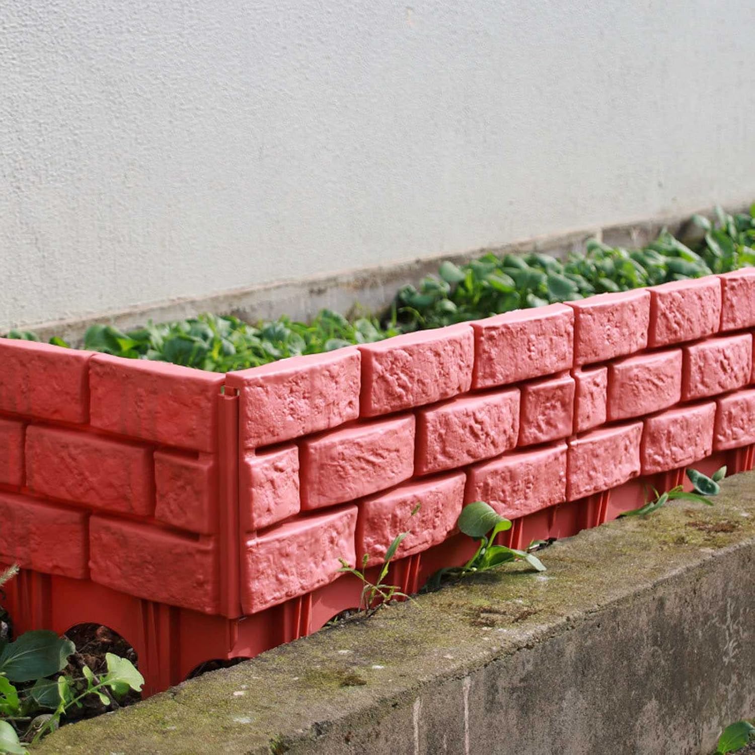 Bricks Stone Design Garden Lawn Edge Fence 510 Pcs Yard Landscaping Fence Liner Kit de barrera de paisaje decorativo para césped (rojo, 10 unidades)
