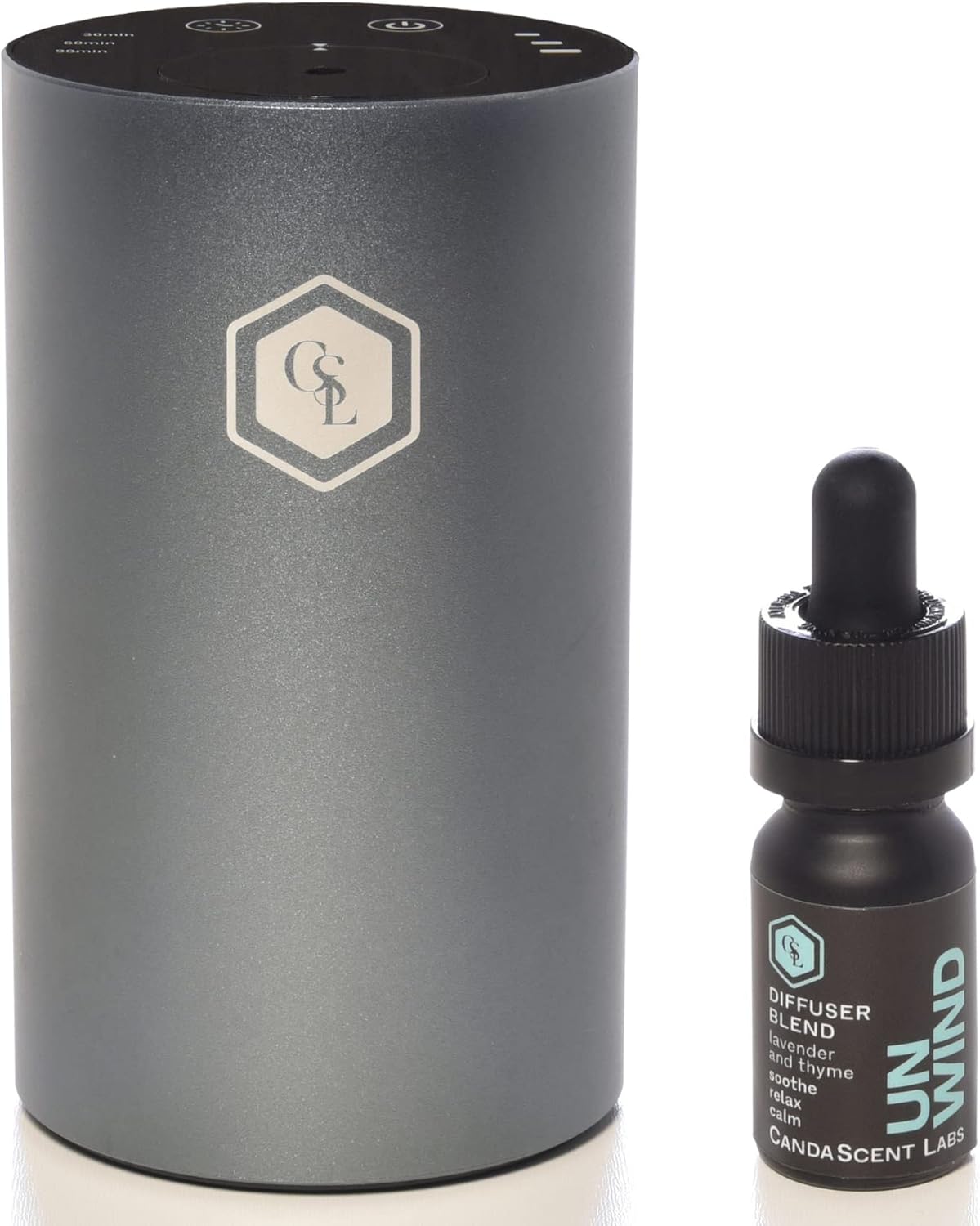 Nuevo valor especial difusor sin agua de CandaScent Labs + aceites esenciales para relajar portátil y recargable por USB, 3 intensidades y 4 ajustes