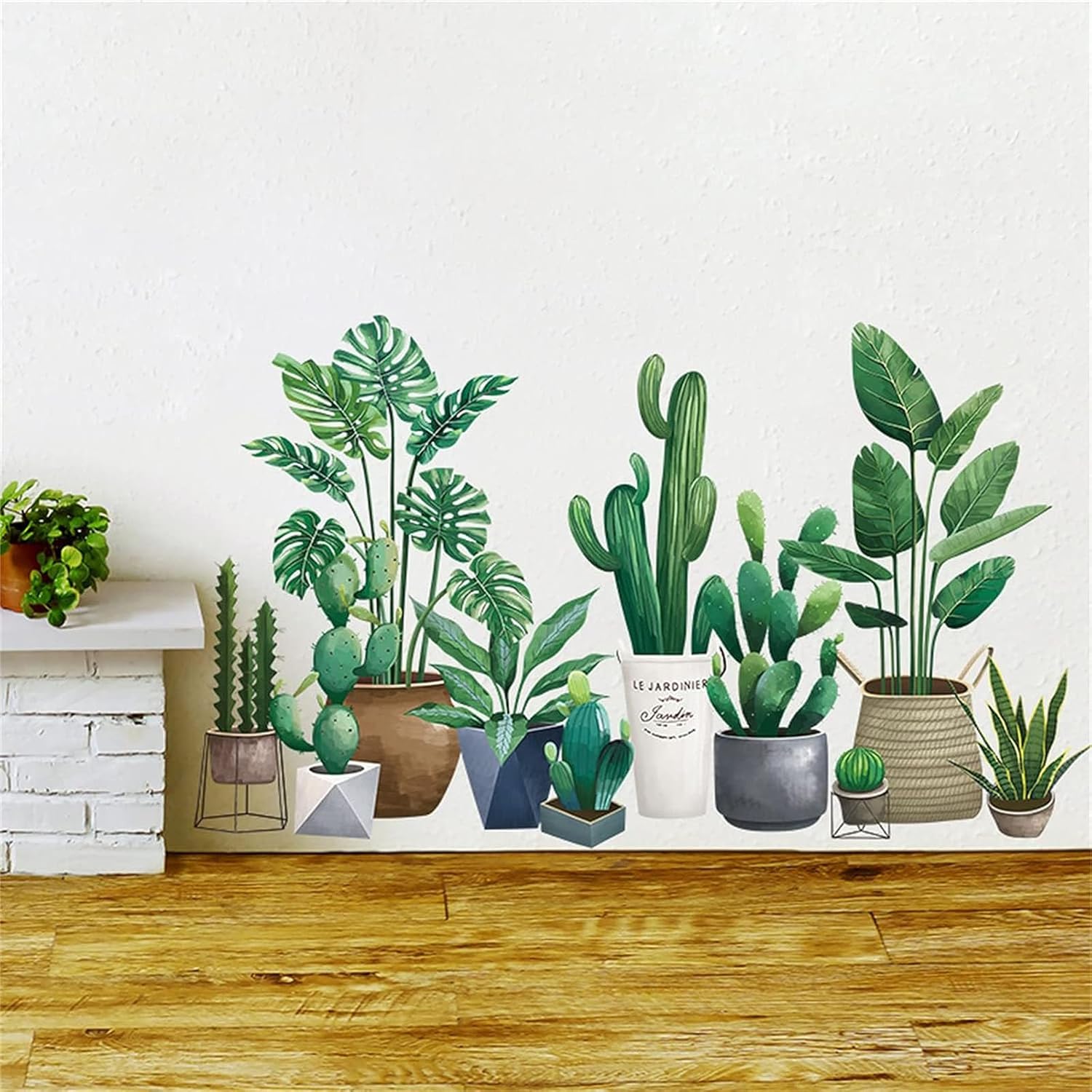 ACEXINYAN Calcomanías de pared de hojas de palmera tropical verde, calcomanías de pared de hoja de plátano y flor de palmera, hojas verdes, plantas,