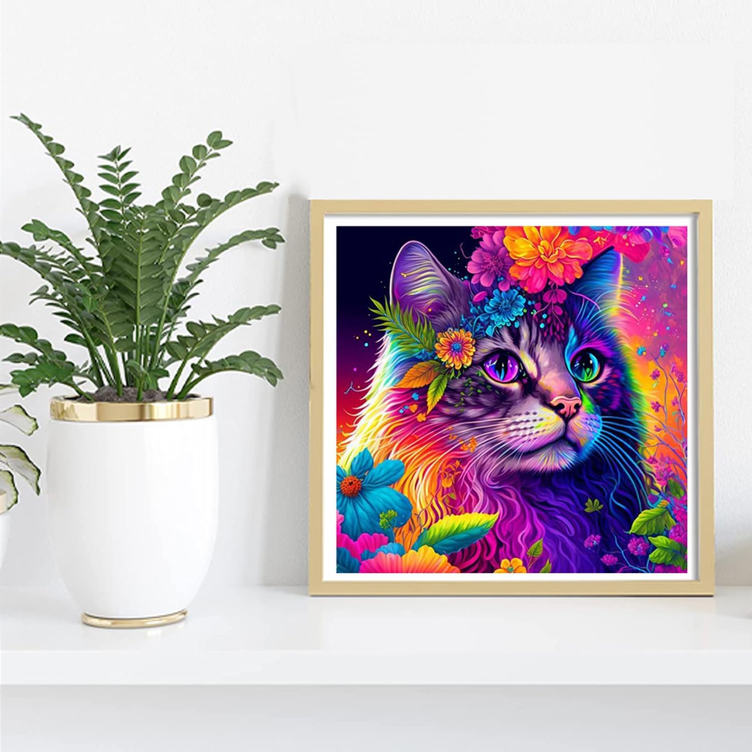 KYOQFVN Paquete de 4 pinturas por números para lienzo para adultos, kits de pintura de gato por números para principiantes, pintura al óleo acrílica