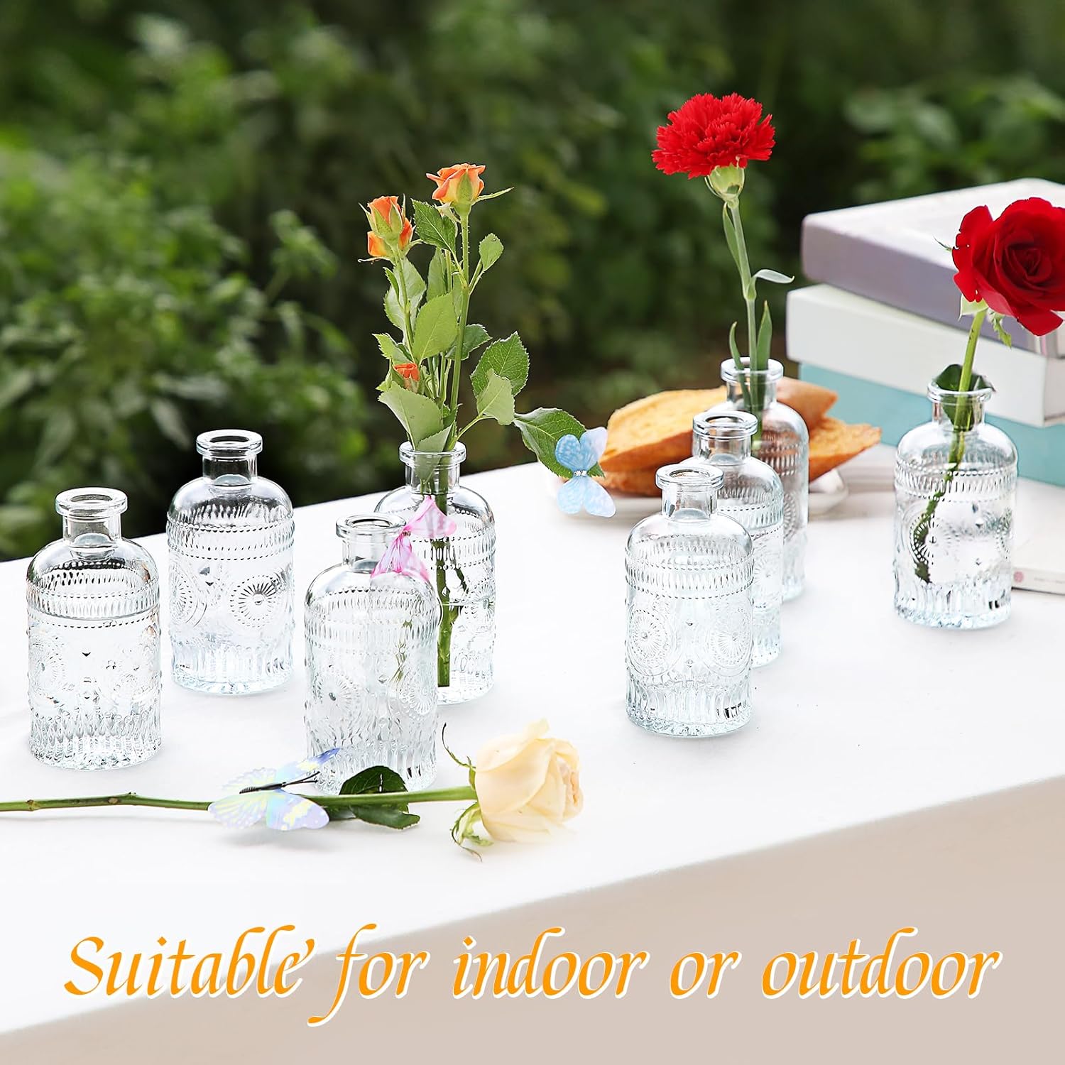 Jarrones de cristal a granel, pequeños jarrones de vidrio para flores como centros de mesa de boda para mesas, jarrones de flores transparentes