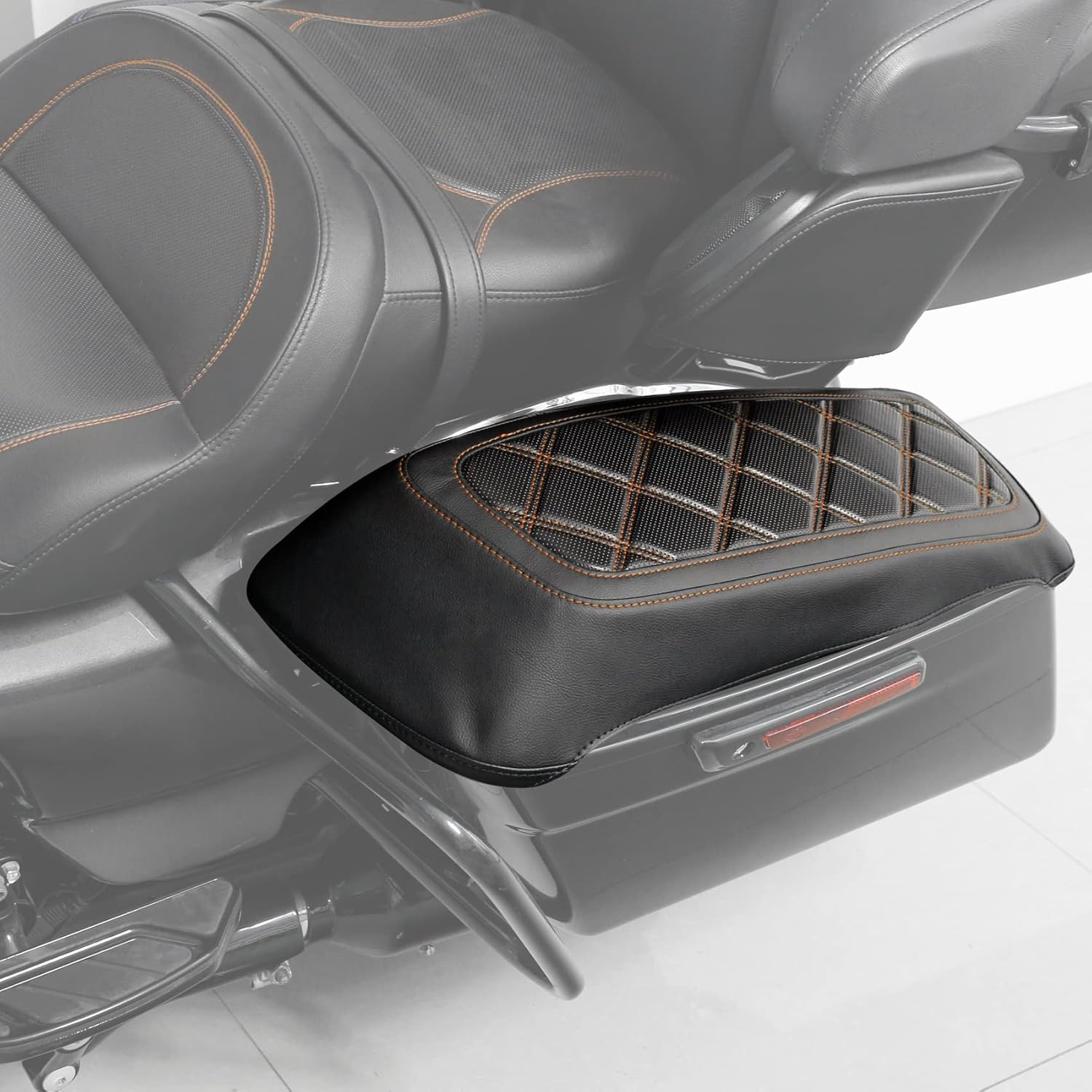 Fundas para tapa de alforja de motocicleta, color marrón, con costuras de diamante, para Harley Touring Modelos Road King Street Glide Road Glide