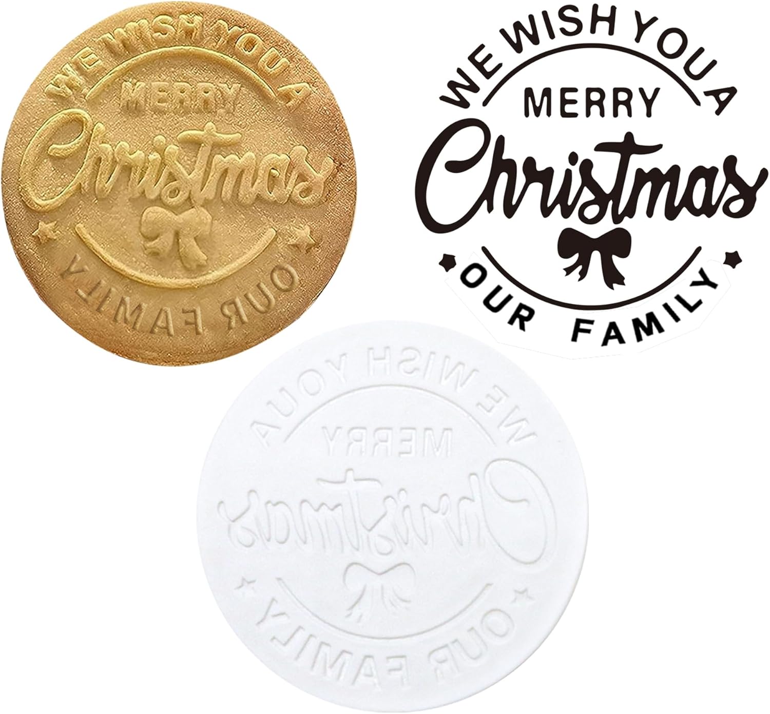 8 moldes para galletas de Navidad 2023 con tu nombre, cortadores de galletas de Navidad, diseño elevado en 3D, sello para hornear Feliz Navidad.