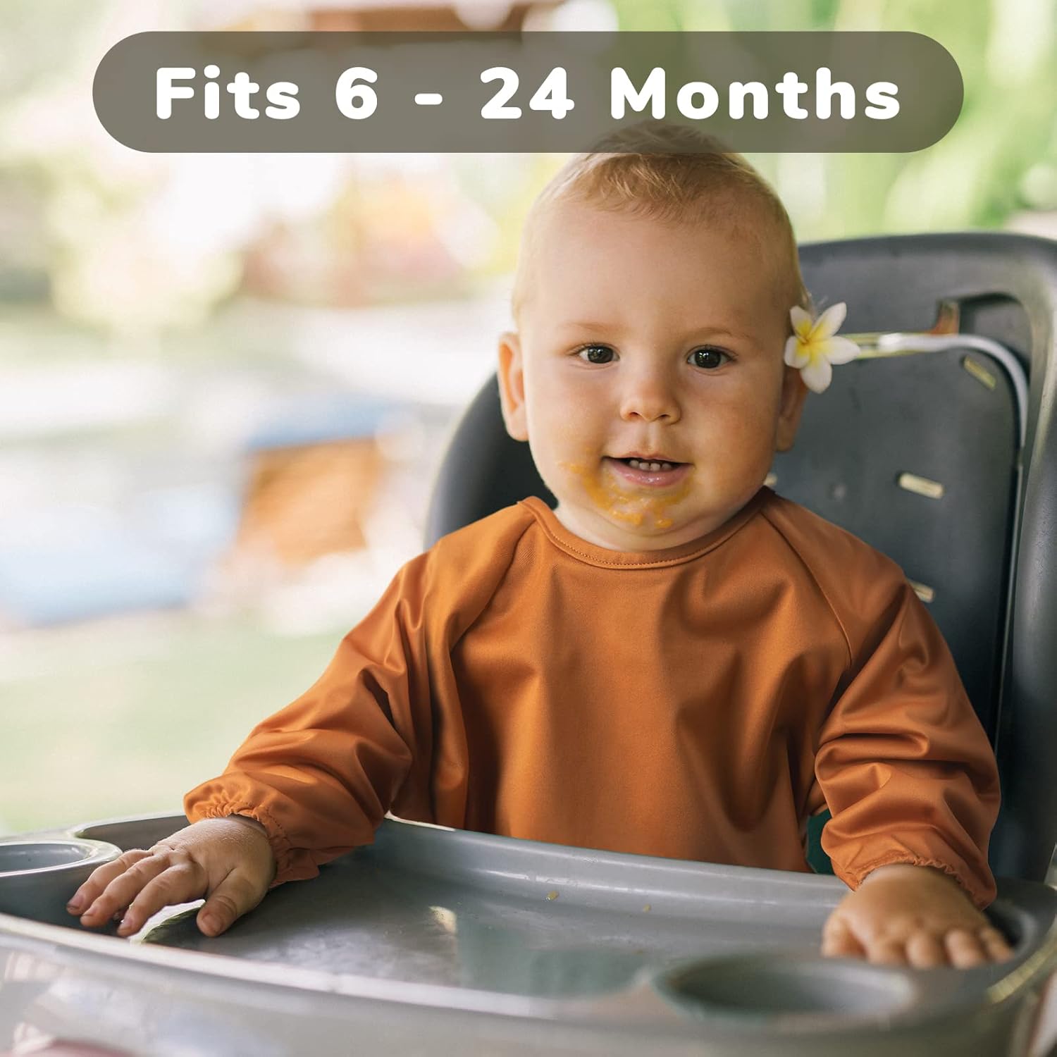 Flyangle Paquete de 2 baberos de manga larga para bebé, solución impermeable para la hora de comer, ideal para niños pequeños de 6 meses a 2 años