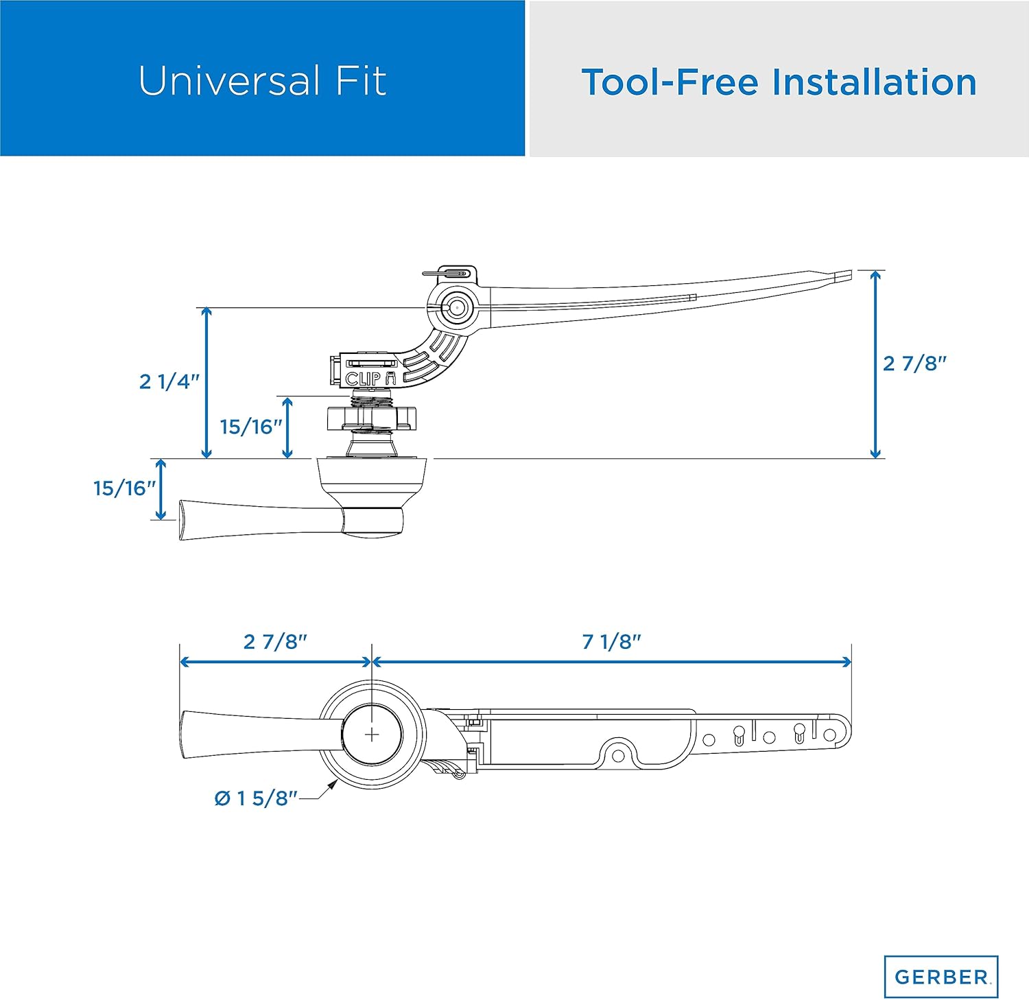 Gerber Maneta universal para tanque de inodoro GA70036054BS acabado negro satinado