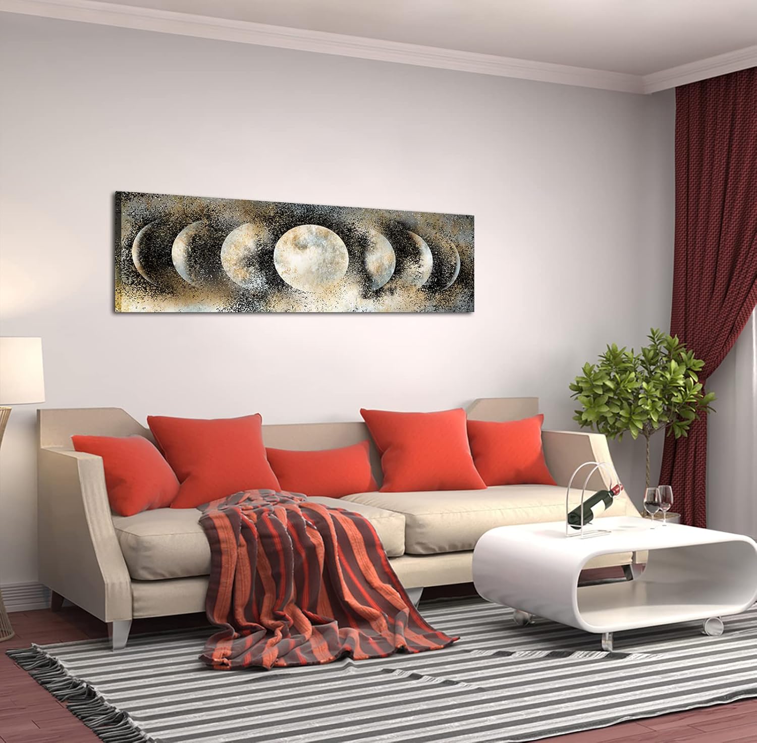 RnnJoile Lienzo decorativo para pared, diseño de fase lunar, póster de astrología, escena espacial, impresiones para decoración moderna del hogar y