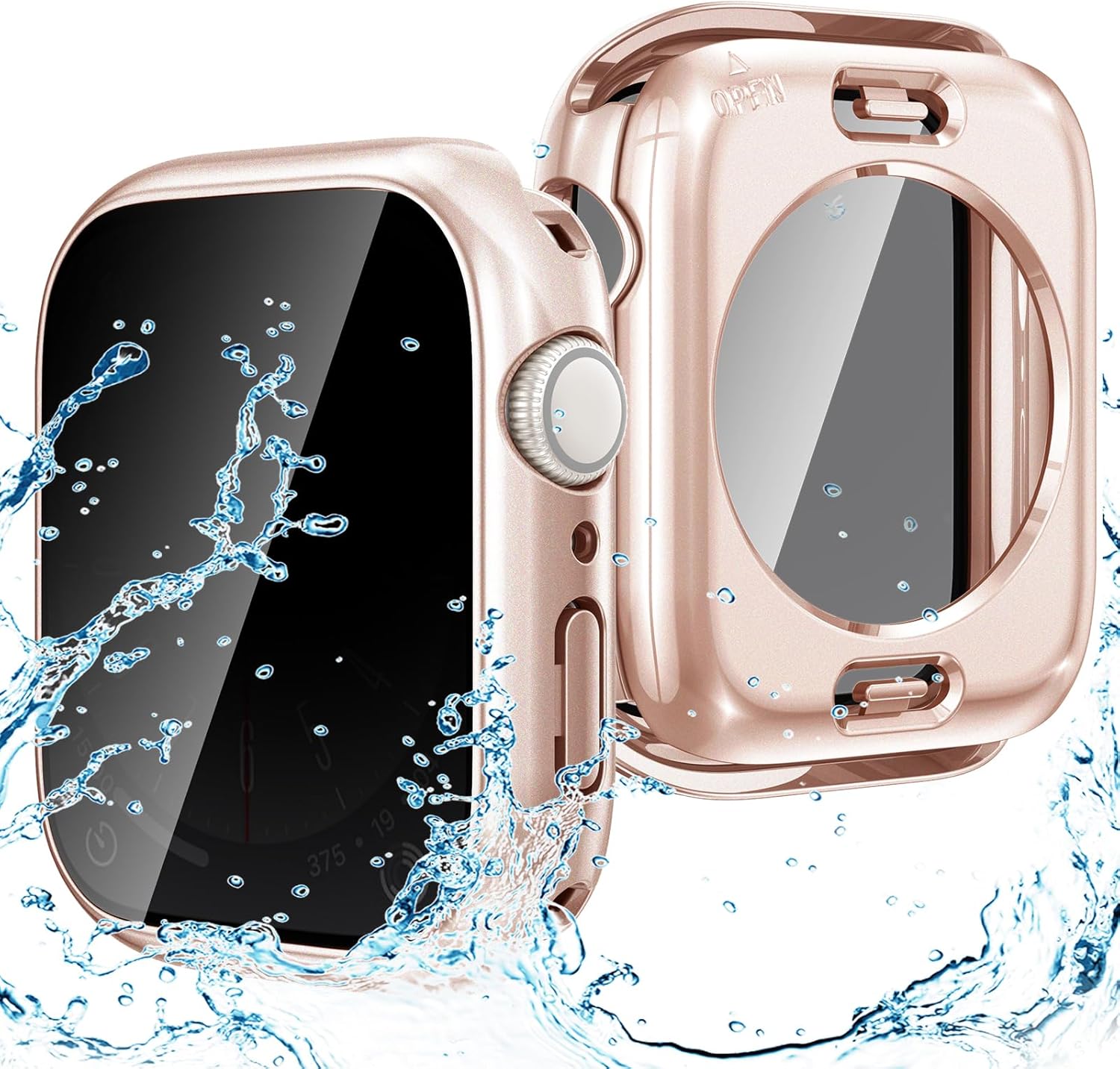 Goton Funda impermeable de privacidad 2 en 1 para Apple Watch Series 6, 5, 4, SESE 2, protector de pantalla de 1.732 pulgadas, cubierta frontal de